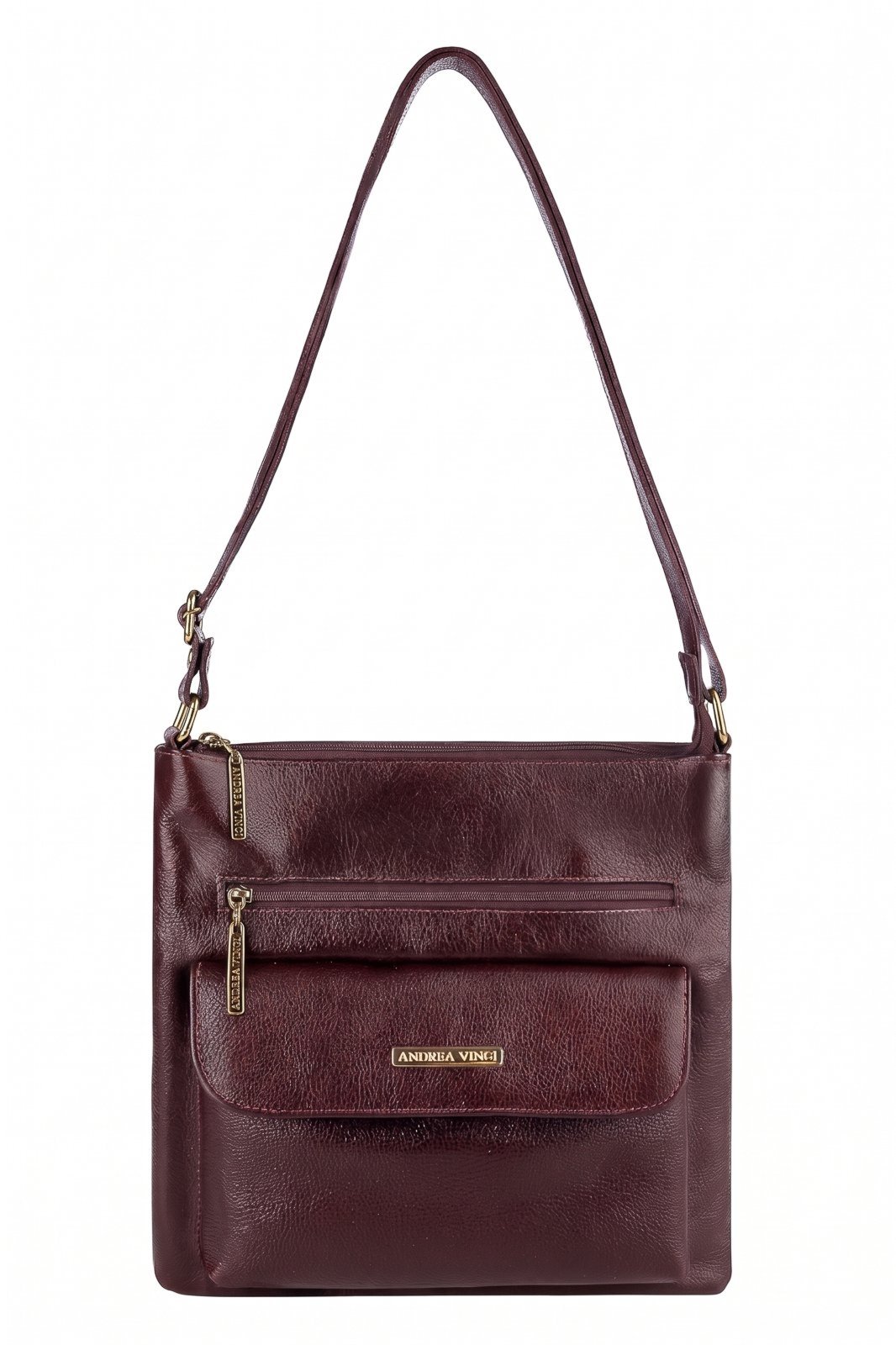 Bolsa transversal de couro liso Karen - Marsala