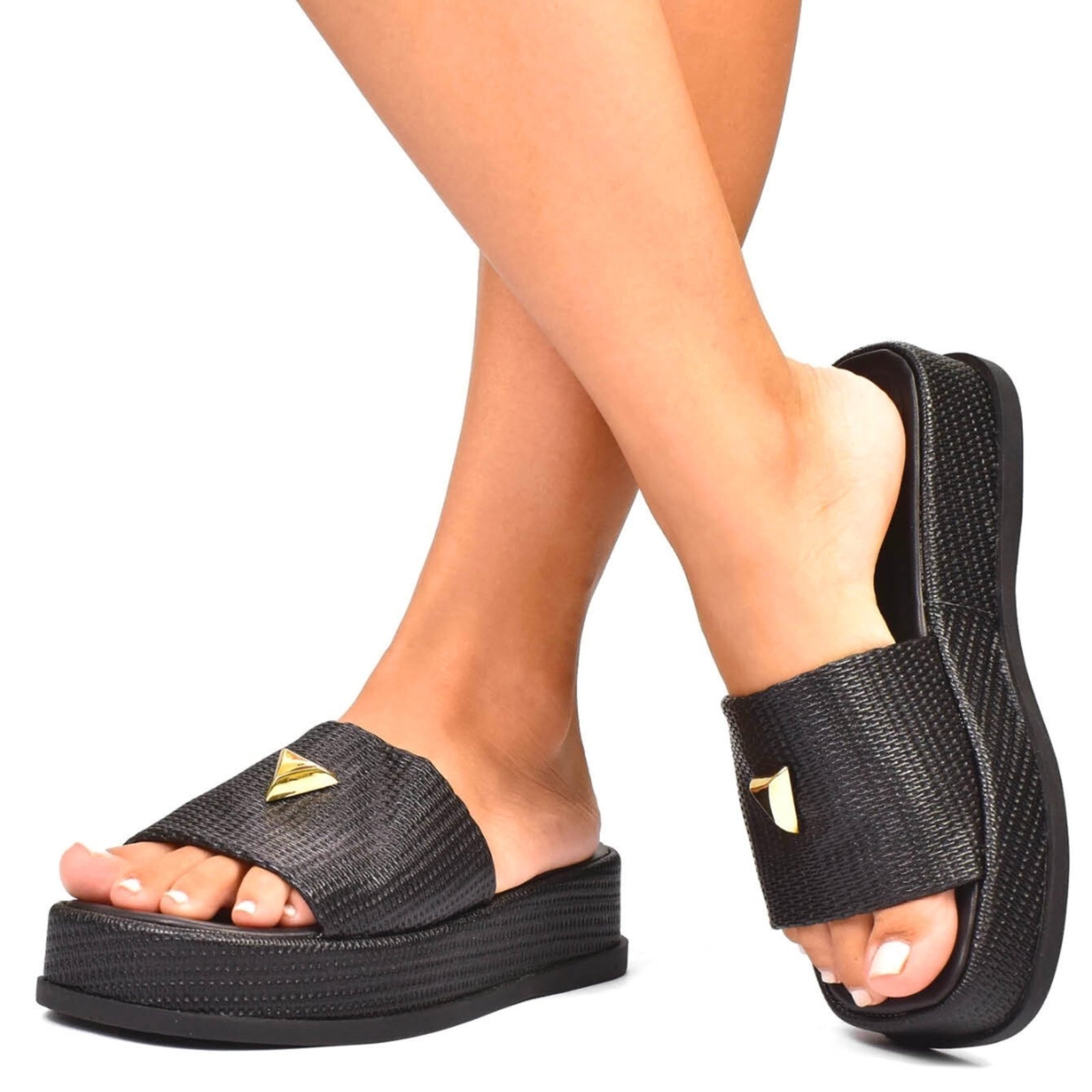Tamanco Feminino Sola Alta Plataforma Blogueira Confortável Casual Moda Preto