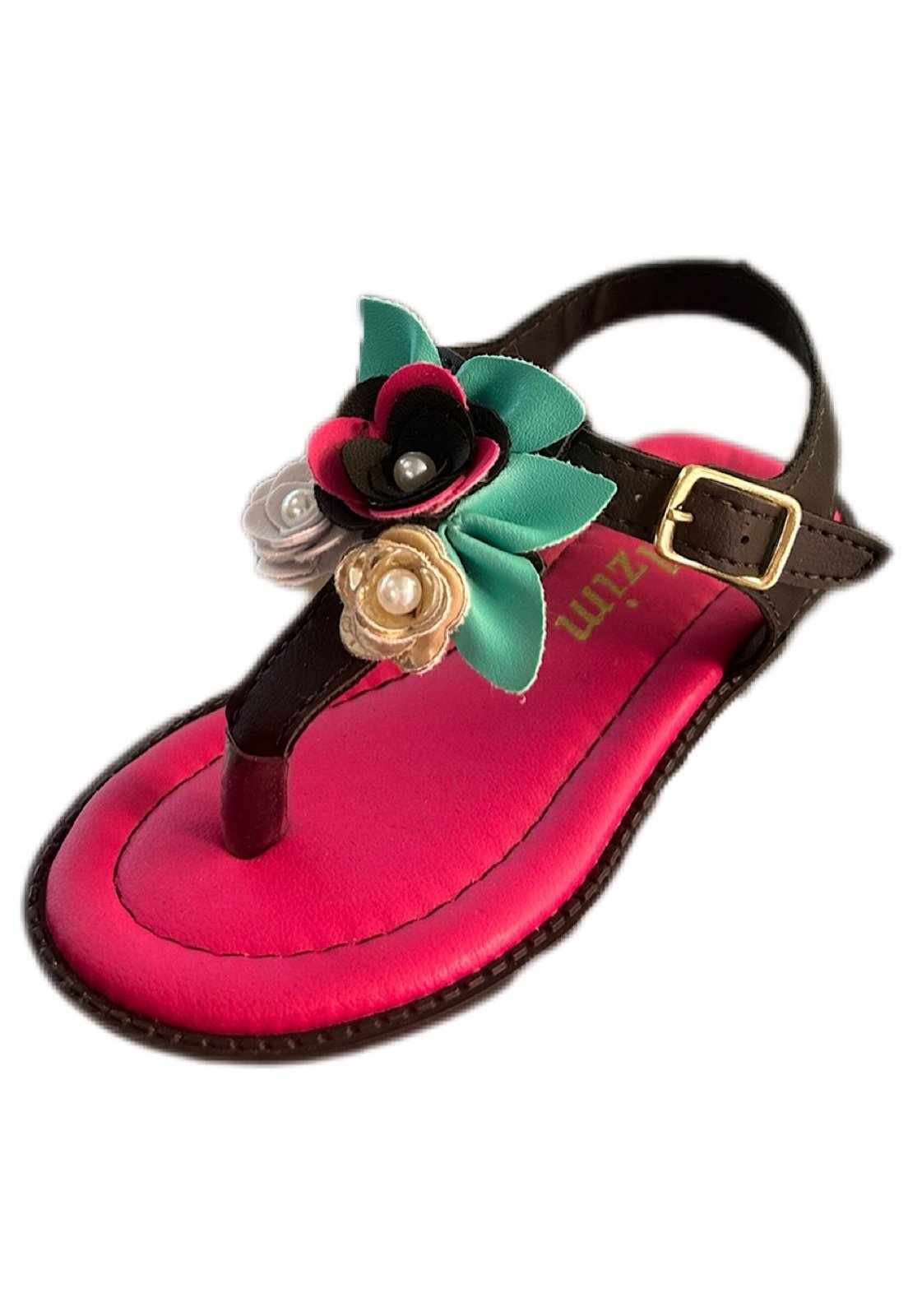 Infantil – Sandália menina infanil Solzim de dedinho flor pink/preto
