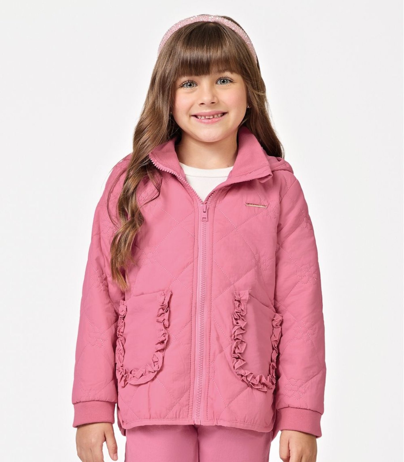 Vista 3 Infantil - Jaqueta Puffer com Capuz Trick Nick rosa Trick Nick rosa