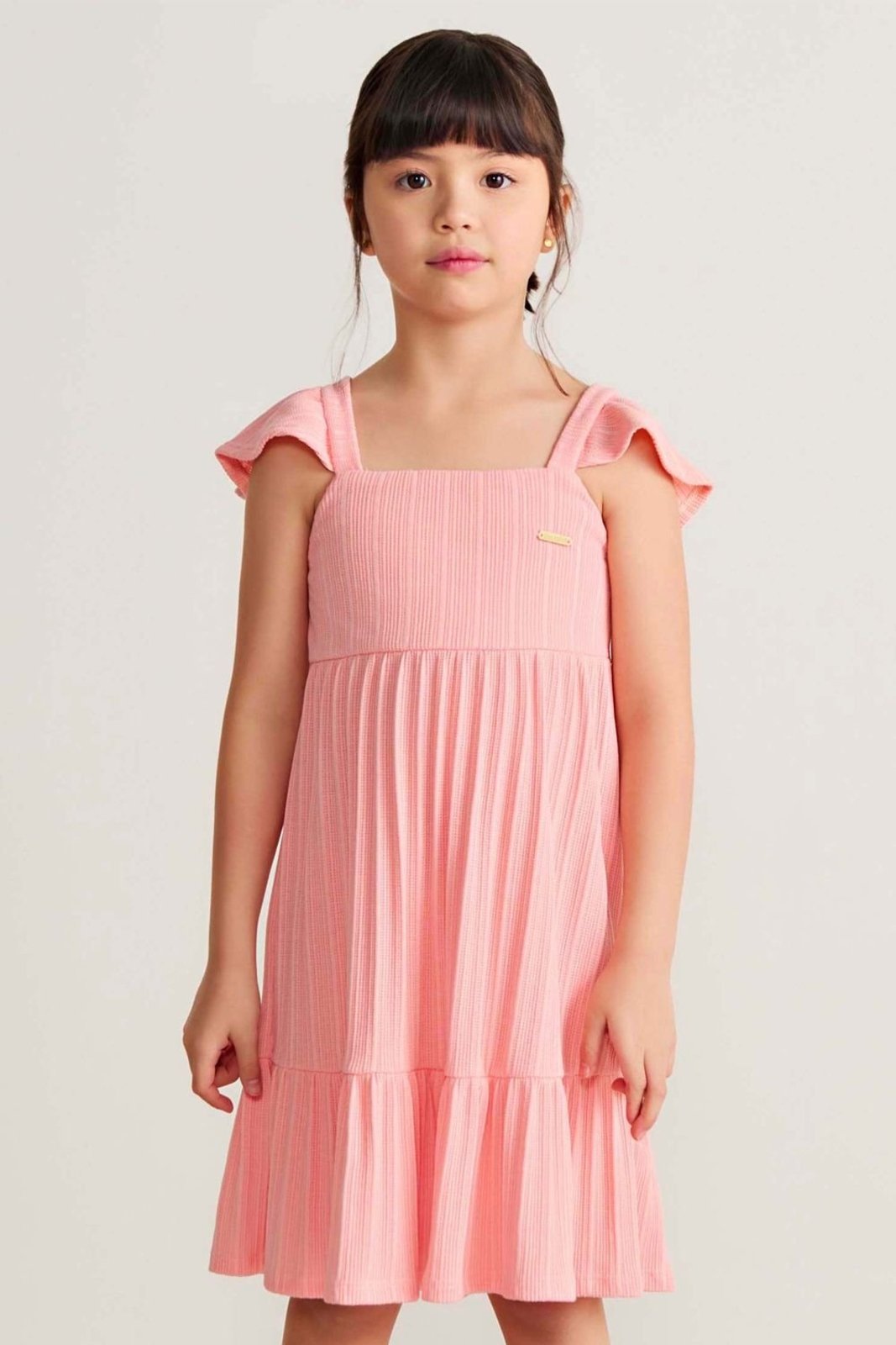 Infantil - Vestido Menina Midi Canelado Colorittá Rosa