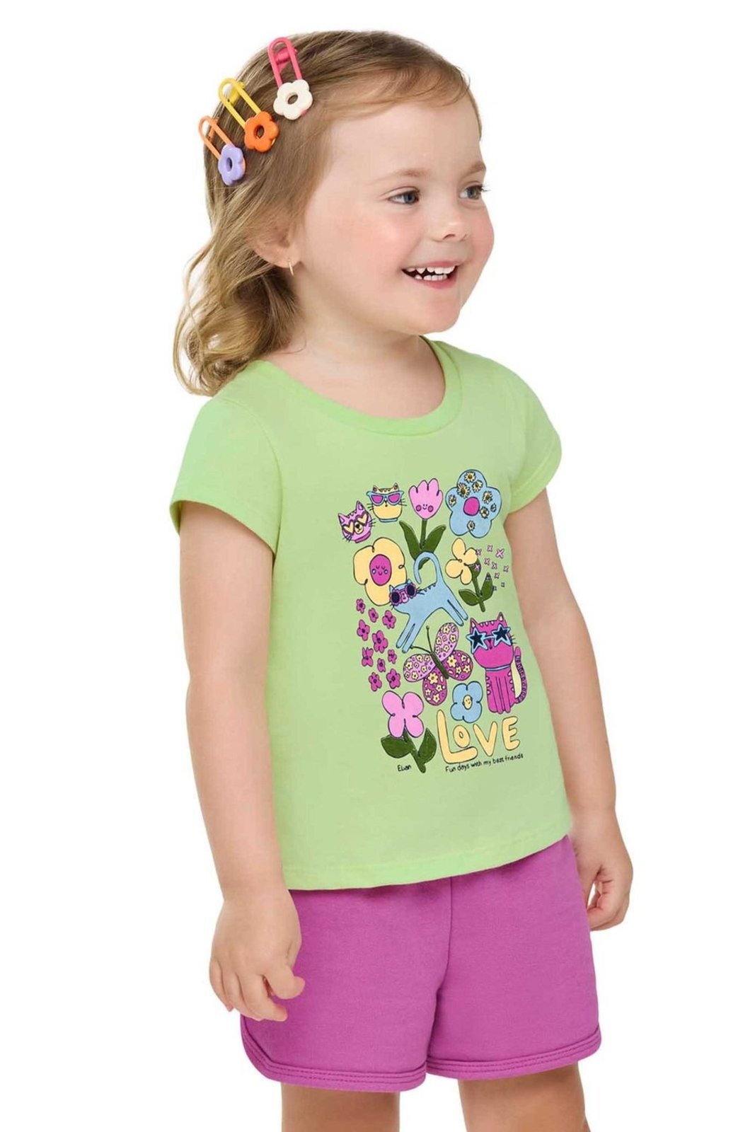 Infantil - Conjunto Menina Estampa Frontal Elian Verde