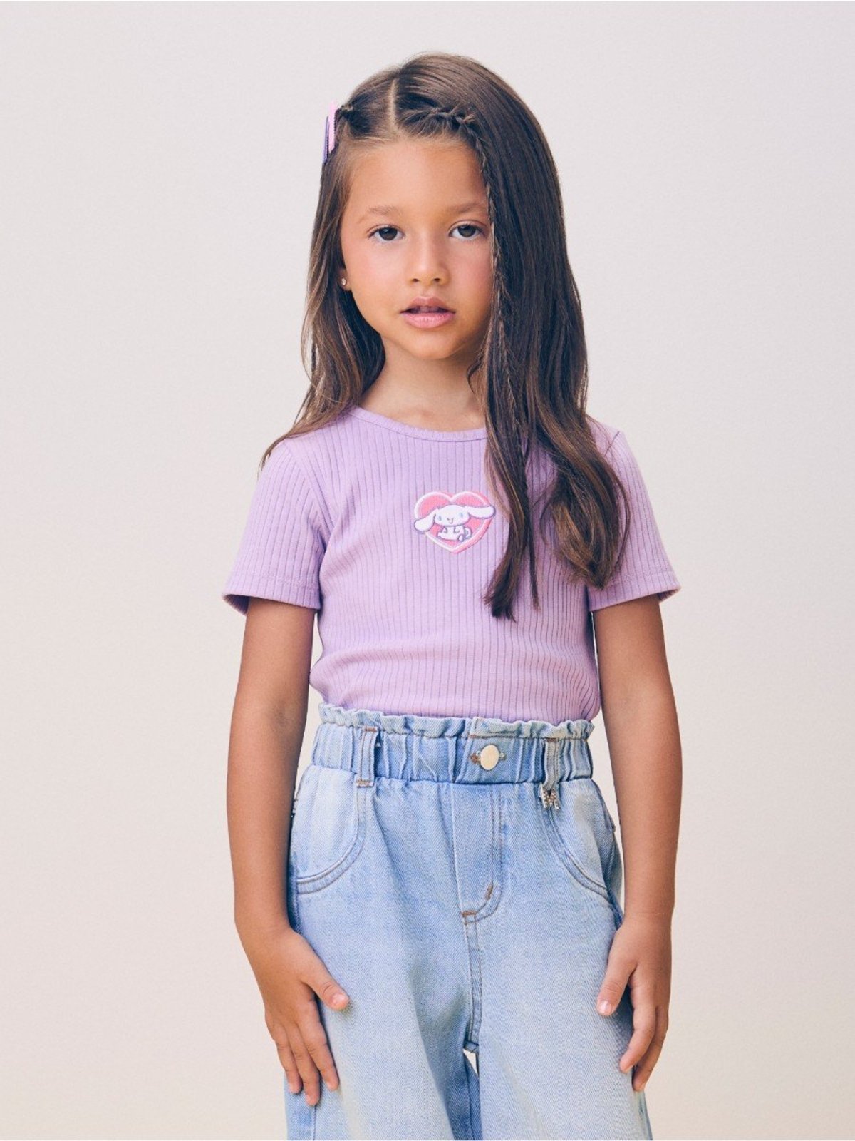 Infantil - Blusa Momi Menina Lilás Canelada do Cinnamoroll