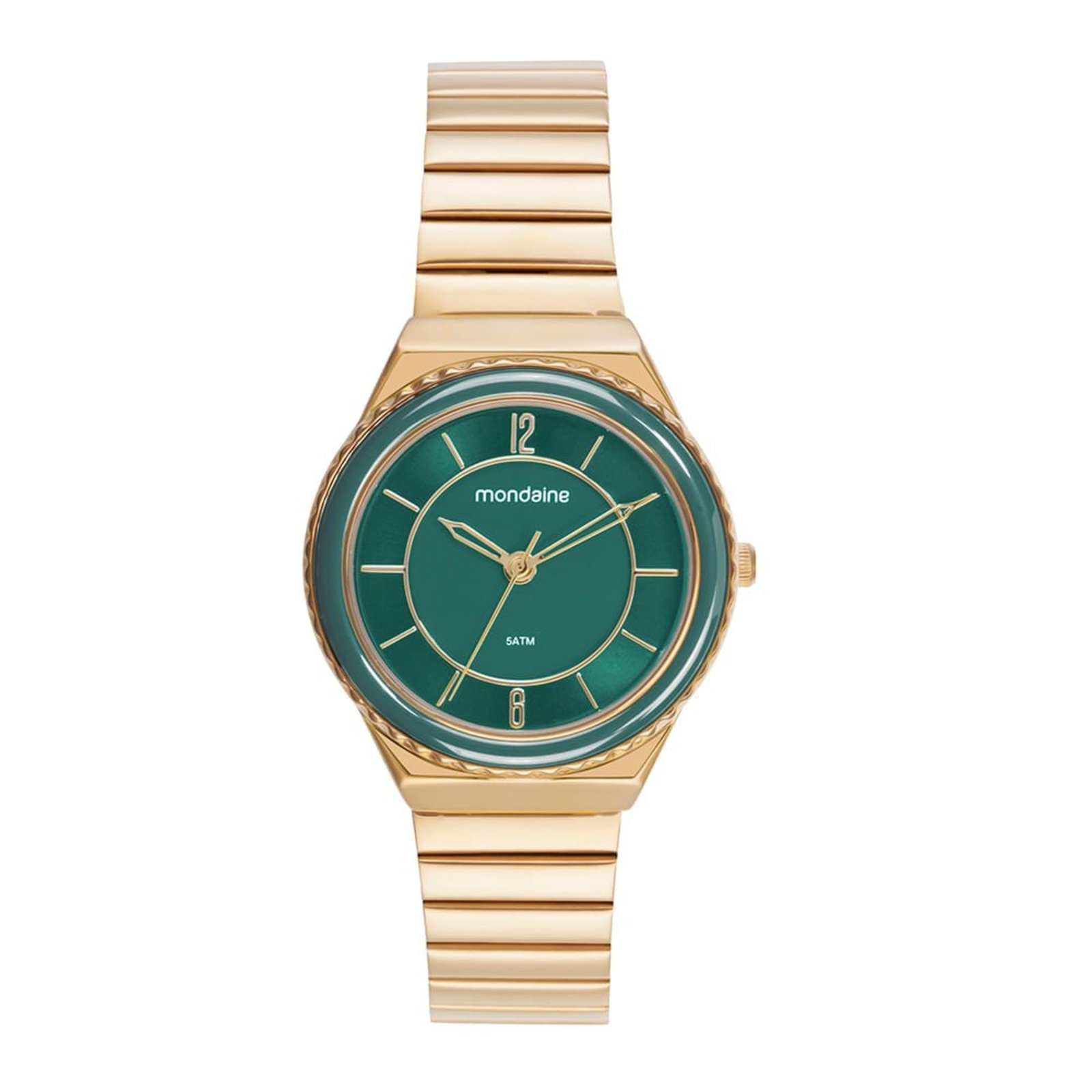 Relógio Feminino Caixa Media Catraca em Ceramica Verde Mondaine