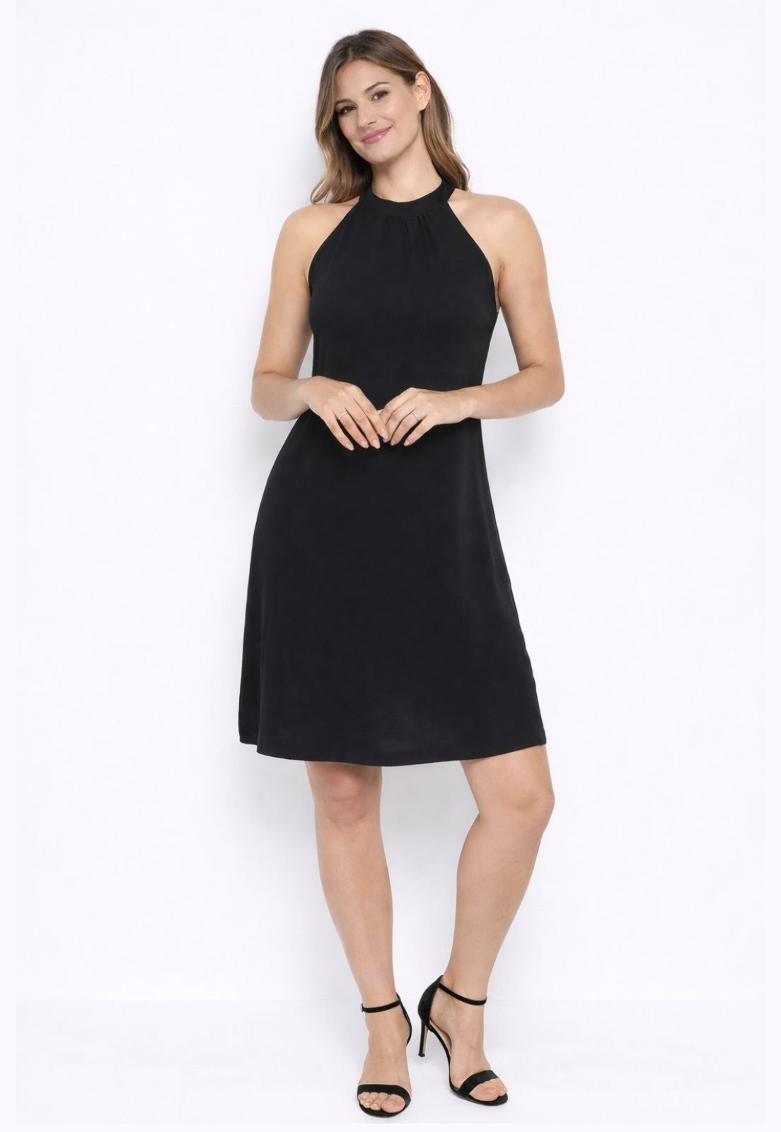 Vestido Viscolycra Gola Alta Preto