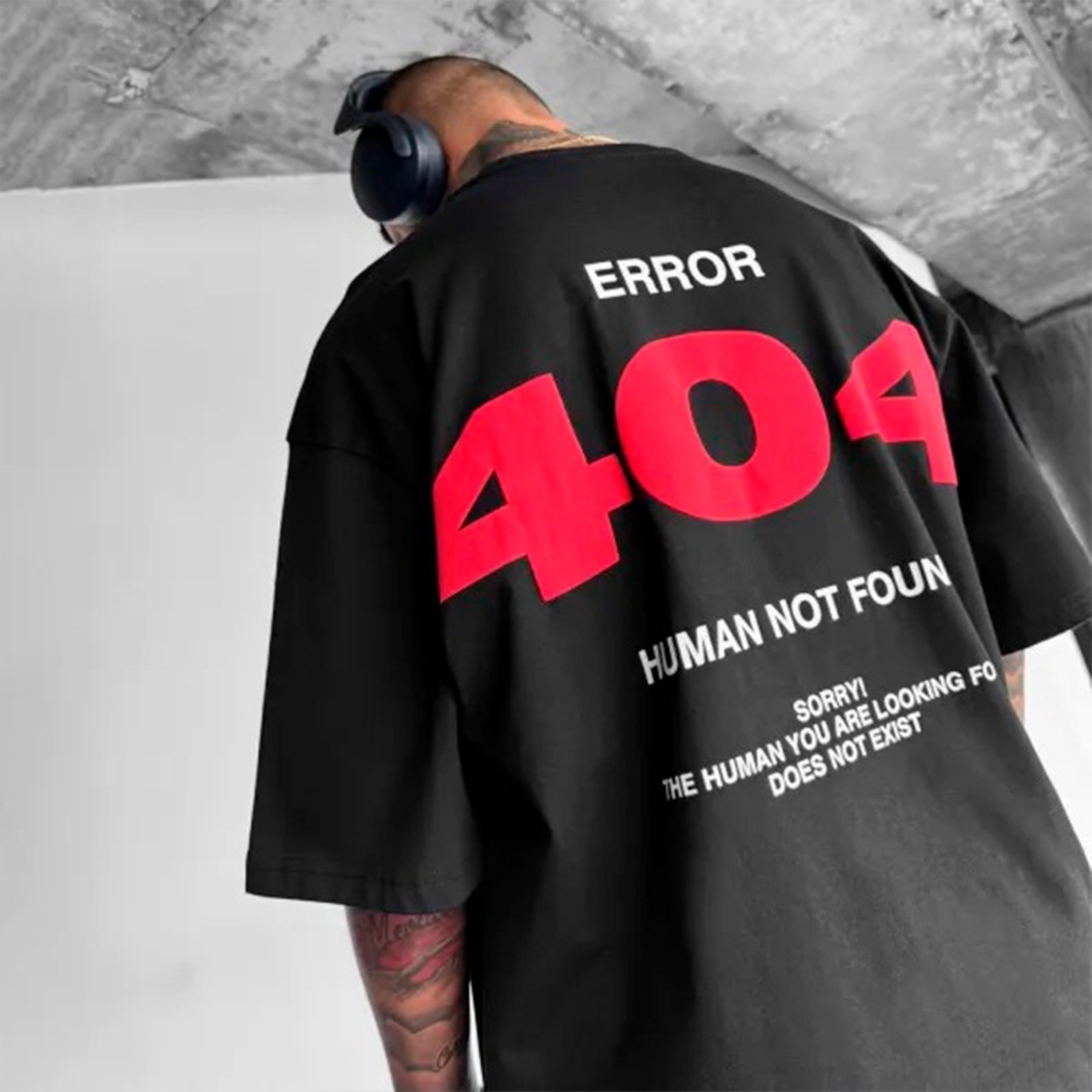 Camiseta Oversized Streetwear Off-Y Error 404
