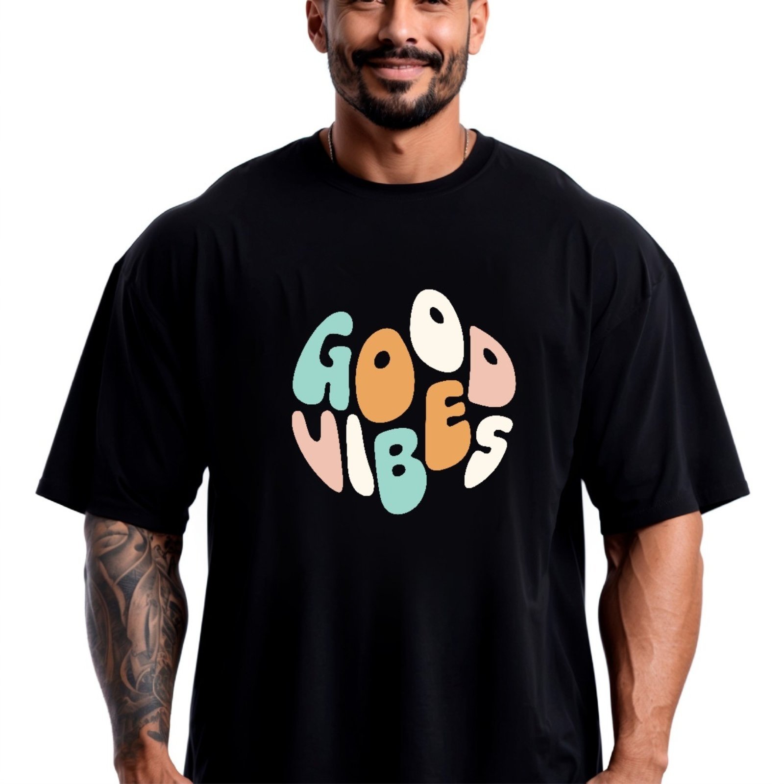 Camiseta Oversized Over Masculina Algodão Academia Preto