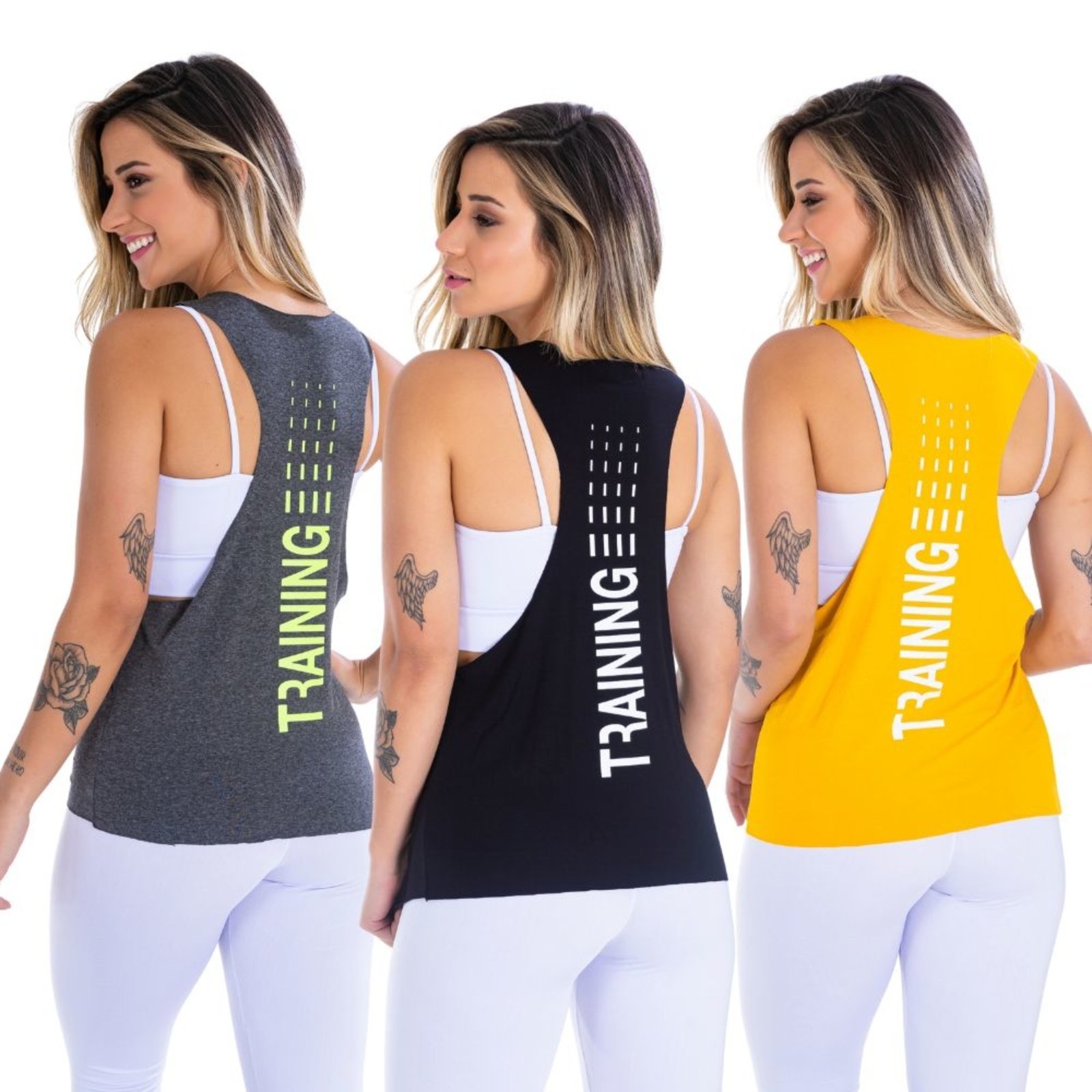 Kit 3 Camisetas Feminina Cavada Fitness