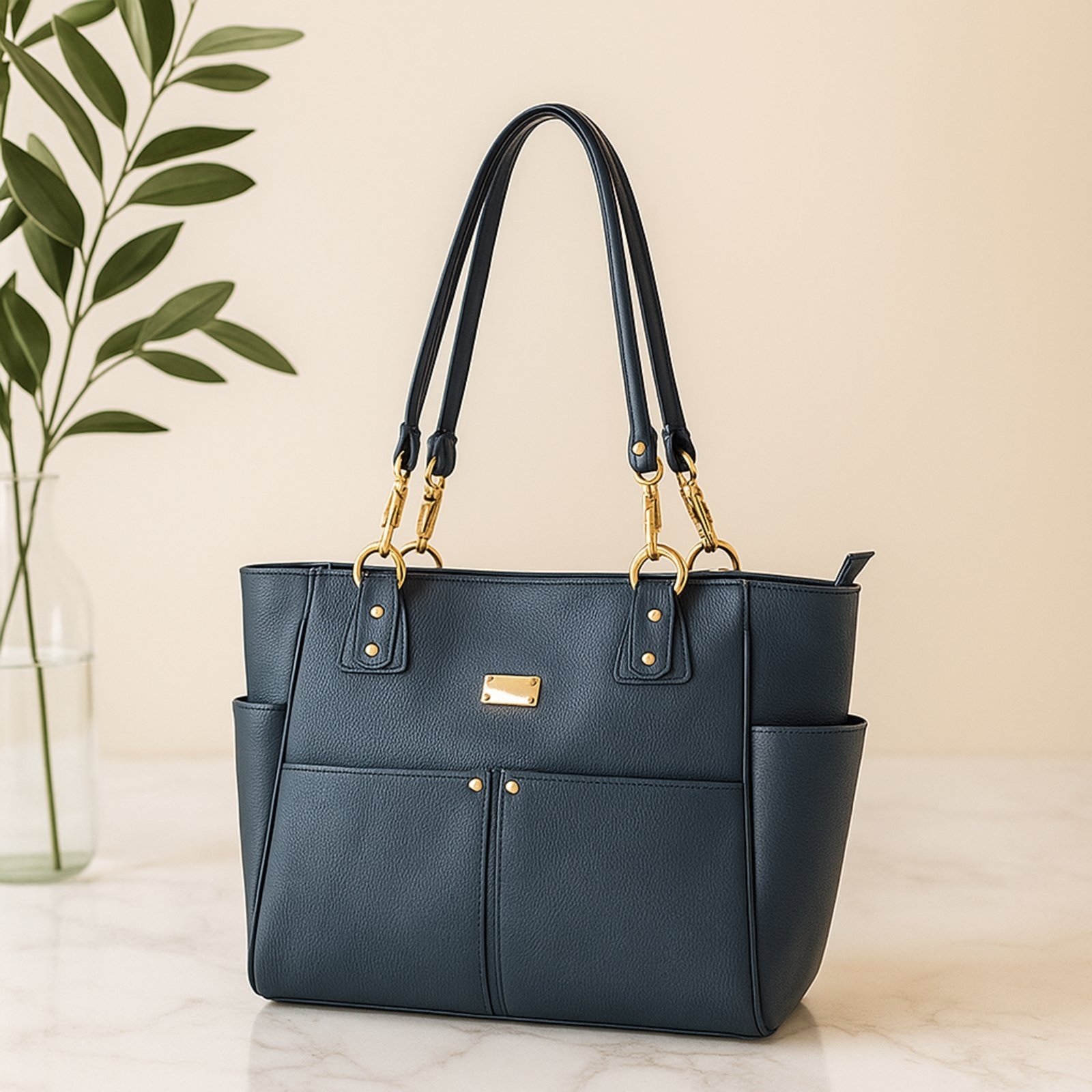Bolsa Sacola TopGrife Couro Azul Marinho