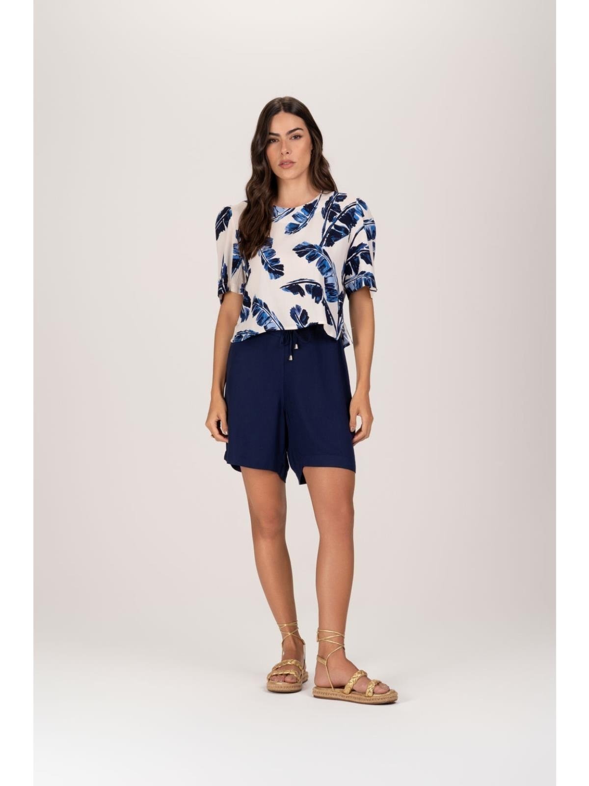 Vista 2 Conjunto Feminino De Viscose Short E Blusa Floral Verão TEODORO CAMISARIA verde TEODORO CAMISARIA verde