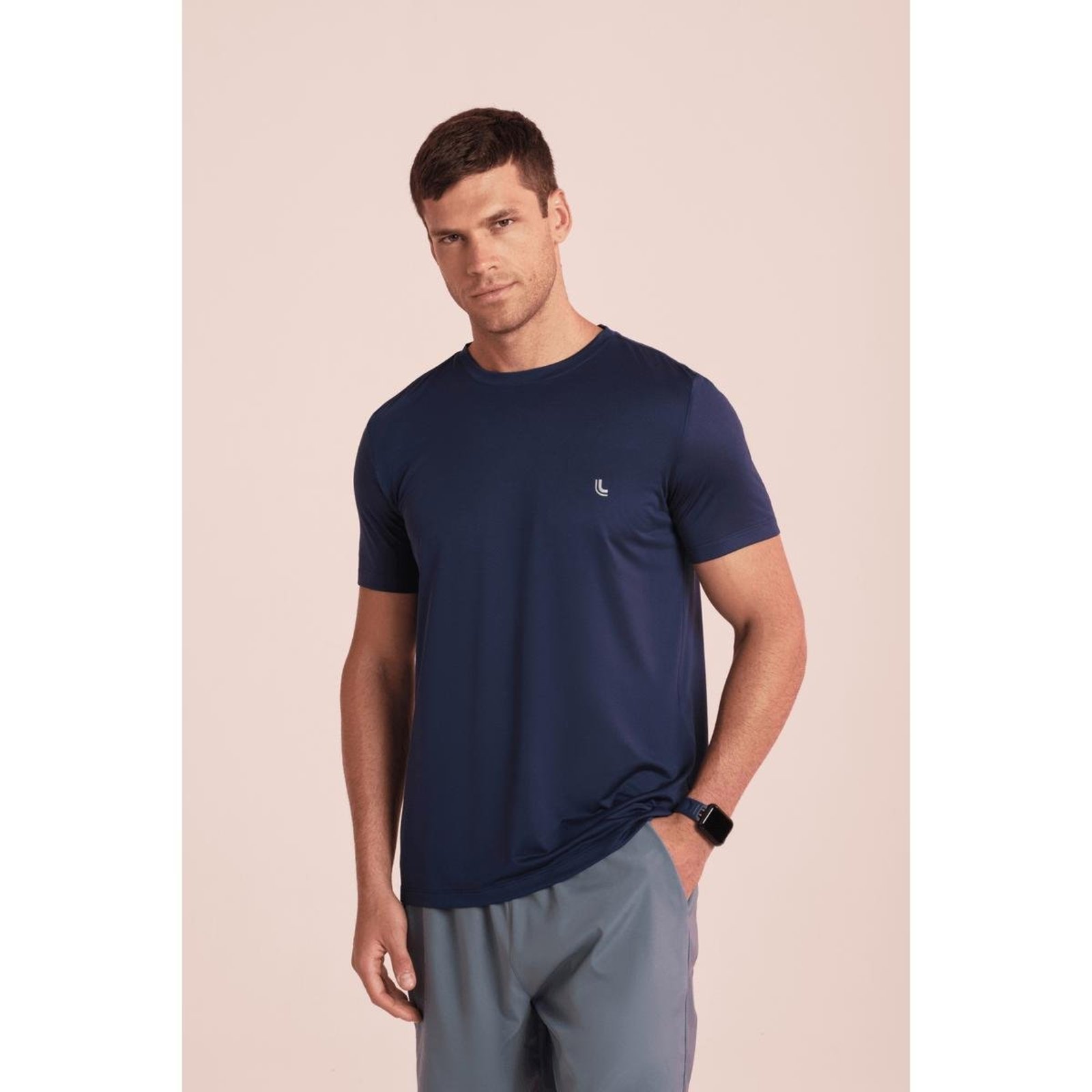 Camiseta Lupo LSport motion Modelagem Reta Masculina Marinho