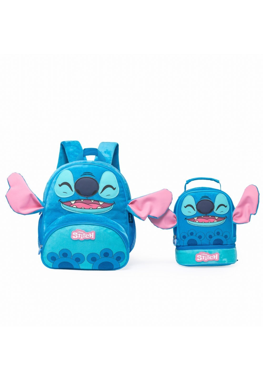 Infantil - Kit Mochila Lancheira Pelucia Escolar Stitch Disney