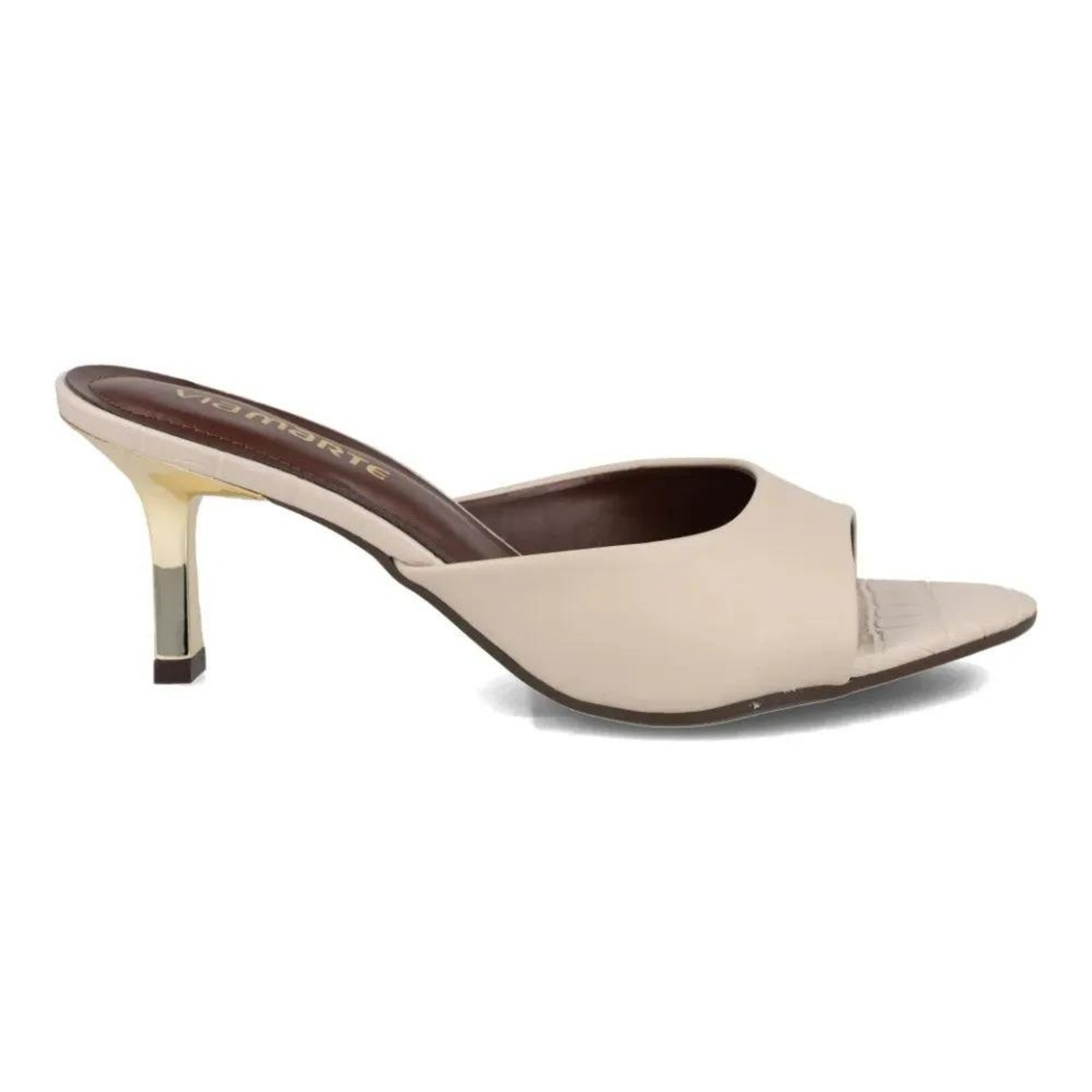 Tamanco Feminino Via Marte Salto Taça Médio Casual Off-white