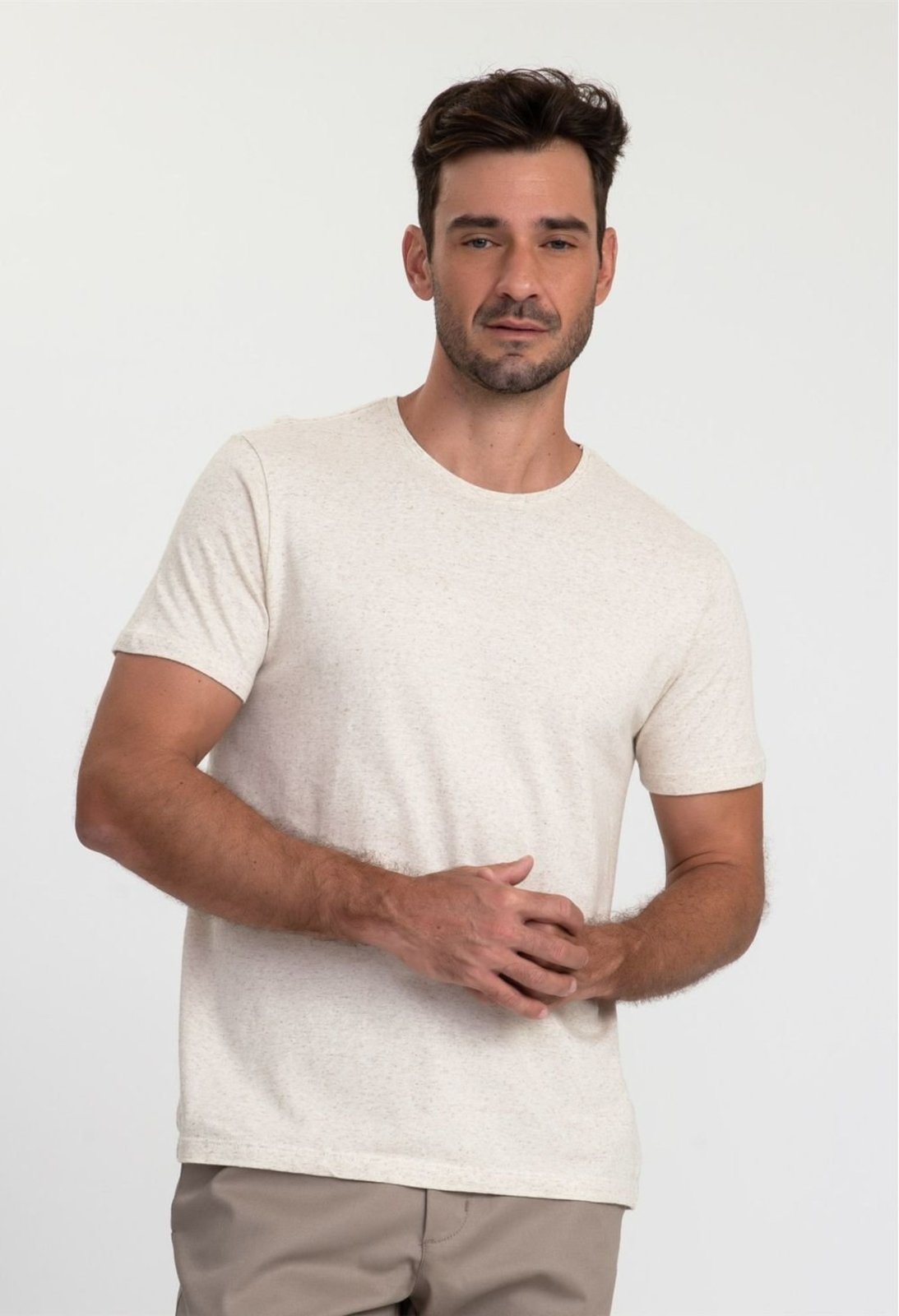 Camiseta Manga Curta Docthos Slim Malha Linho Camiseta Manga Curta Docthos Slim Malha Linho 010 Natural G