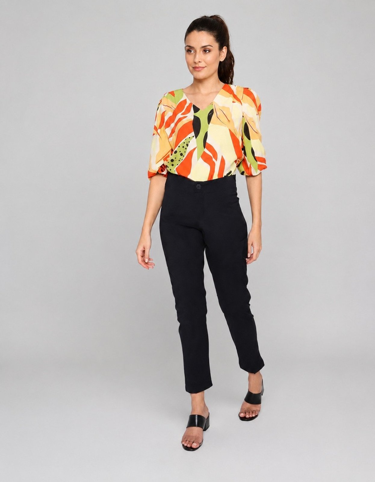 Calça Feminina Pompier Alfaiataria Prada Cigarrete Azul Marinho