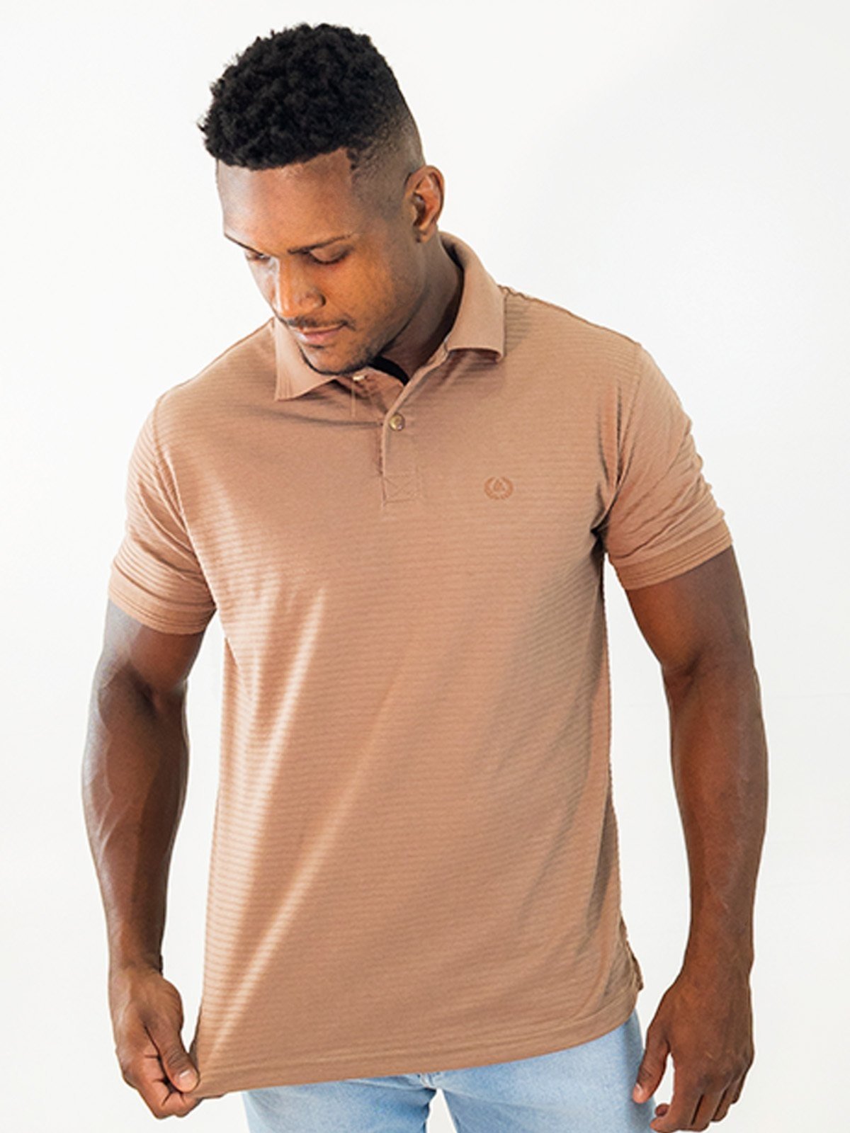Camisa Polo Masculina Tradicional Texturizada Cores Neutras Anticorpus