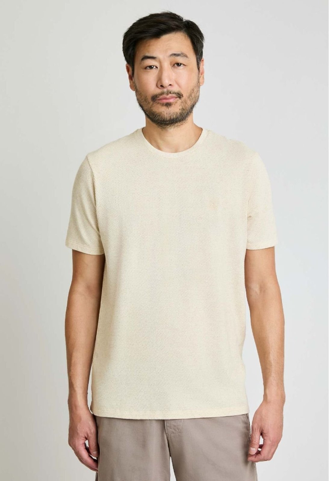 Camiseta Docthos Relaxed Fit Manga Curta Textura 010 Natural G1