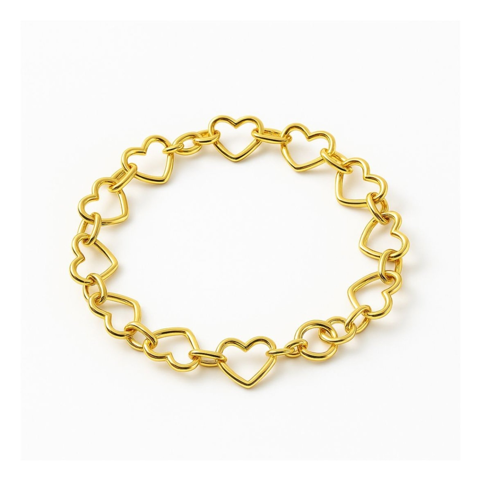Vista 2 Pulseira Delicada Vih Triny Banhada a Ouro Elos Coração dourado Vih Triny dourado