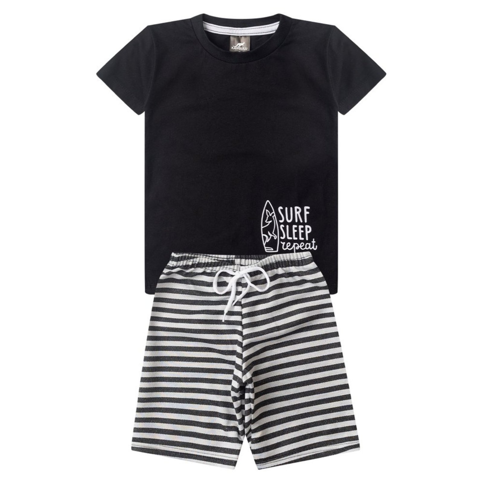 Vista 2 Infantil - Conjunto Juvenil Masculino Surf Sleep Repeat ROSA AZUL KIDS preto ROSA AZUL KIDS preto