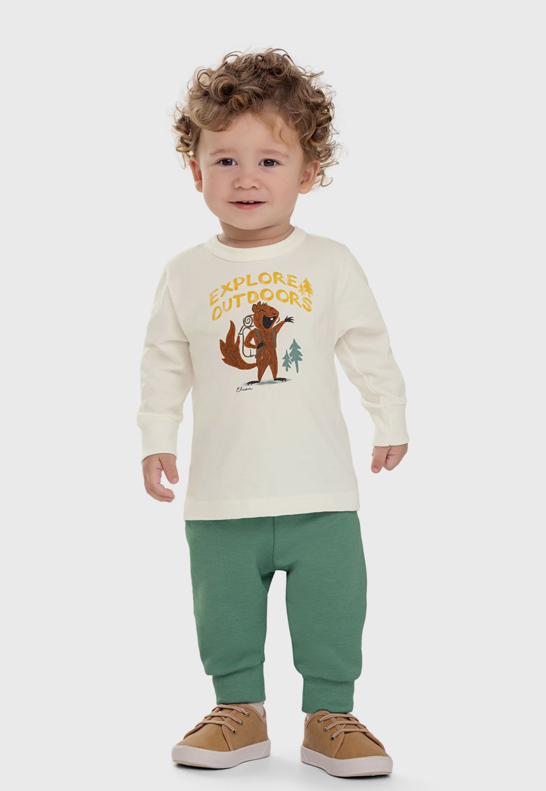 Camiseta Elian Estampa Personagem Creme