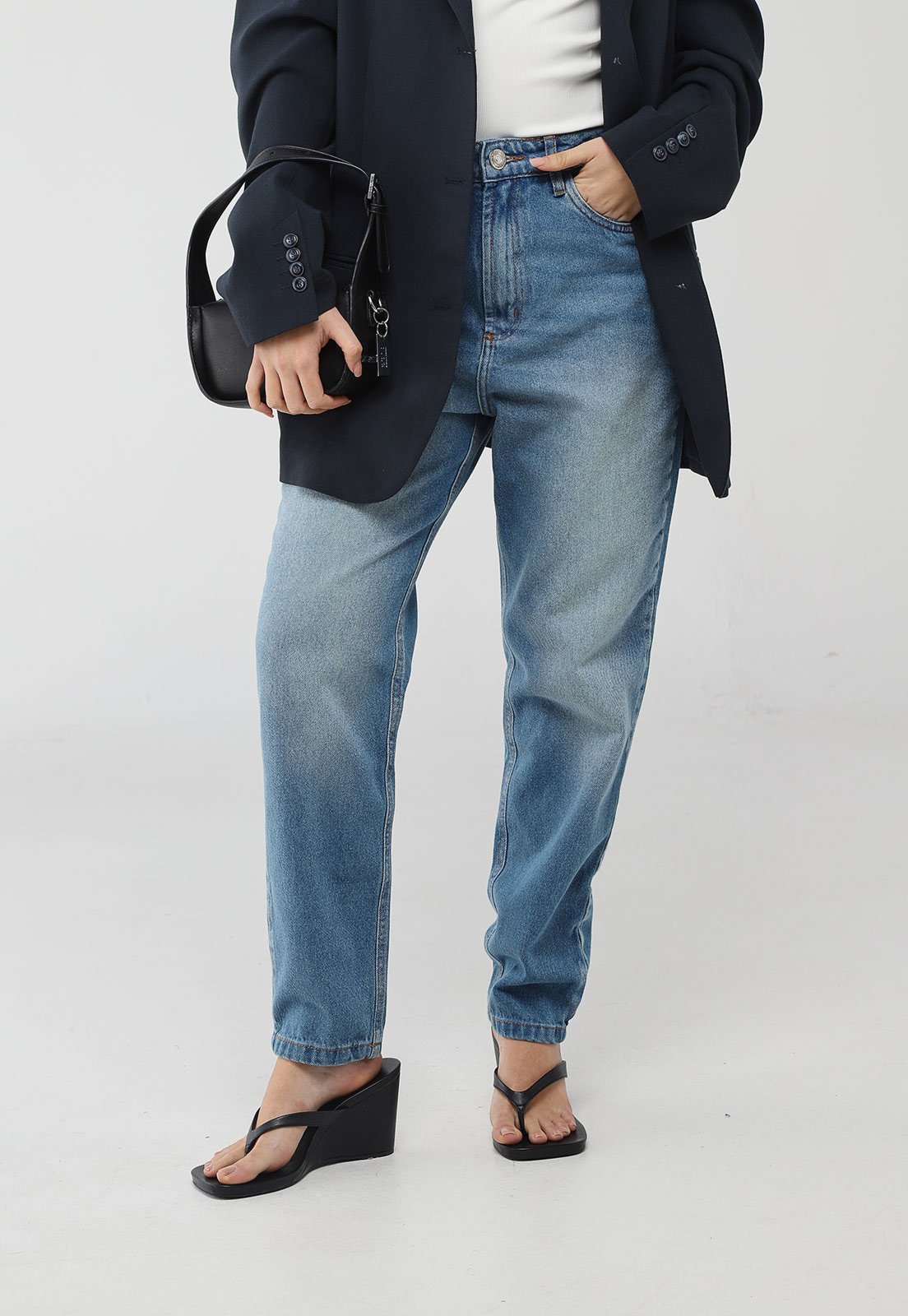 Calça Jeans Feminina My Favorite Mom Super High Azul Médio
