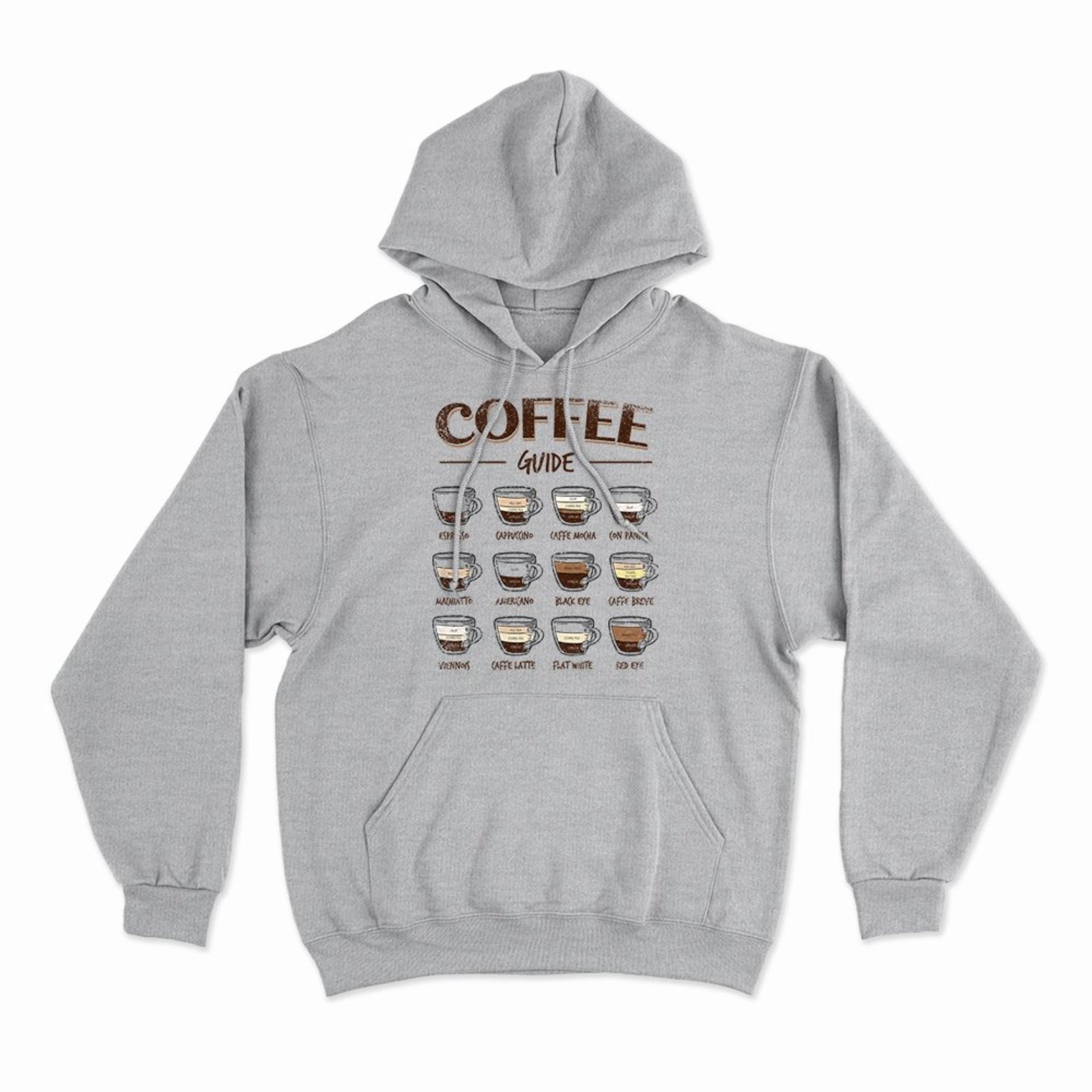Moletom Com Capuz Coffee Guide - Mescla Cinza - Casual - Studio Geek