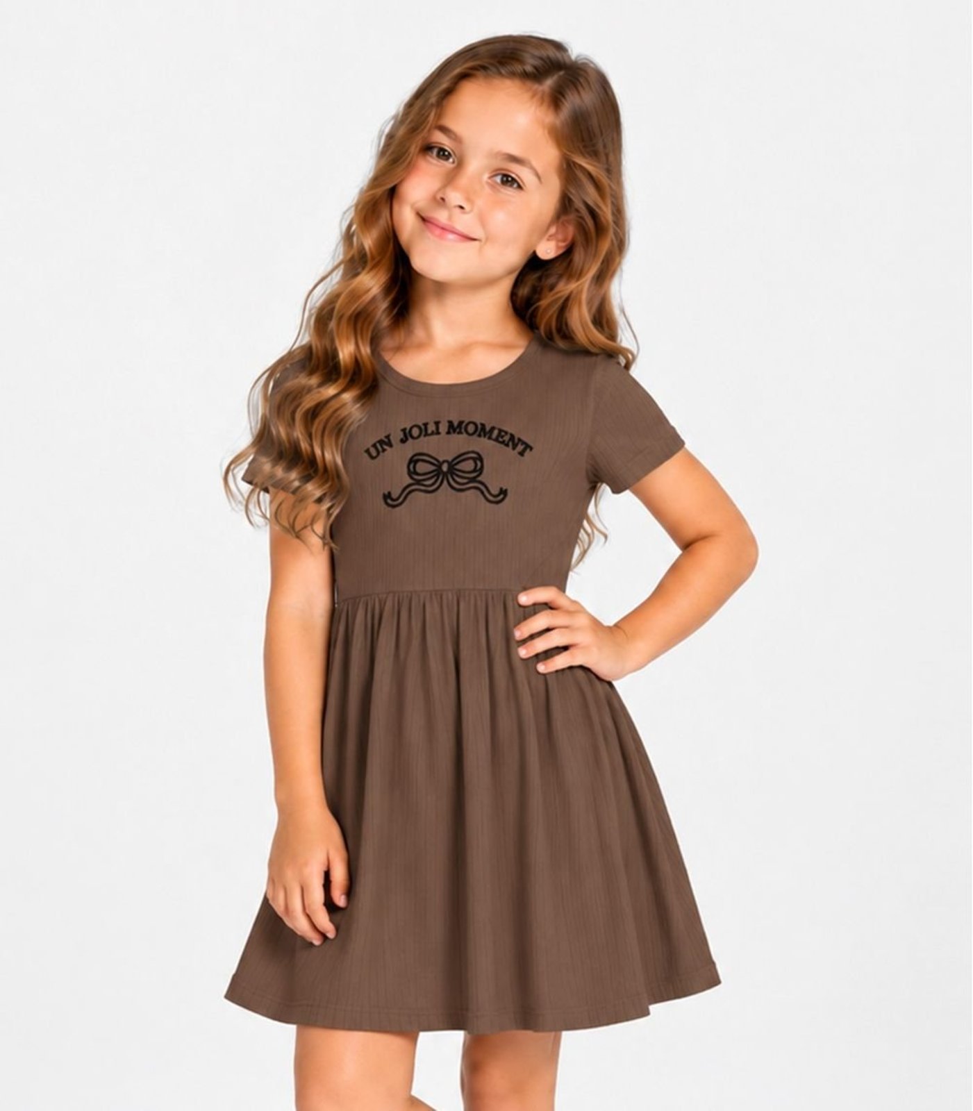 Infantil - Vestido Feminino Canelado Select Marrom