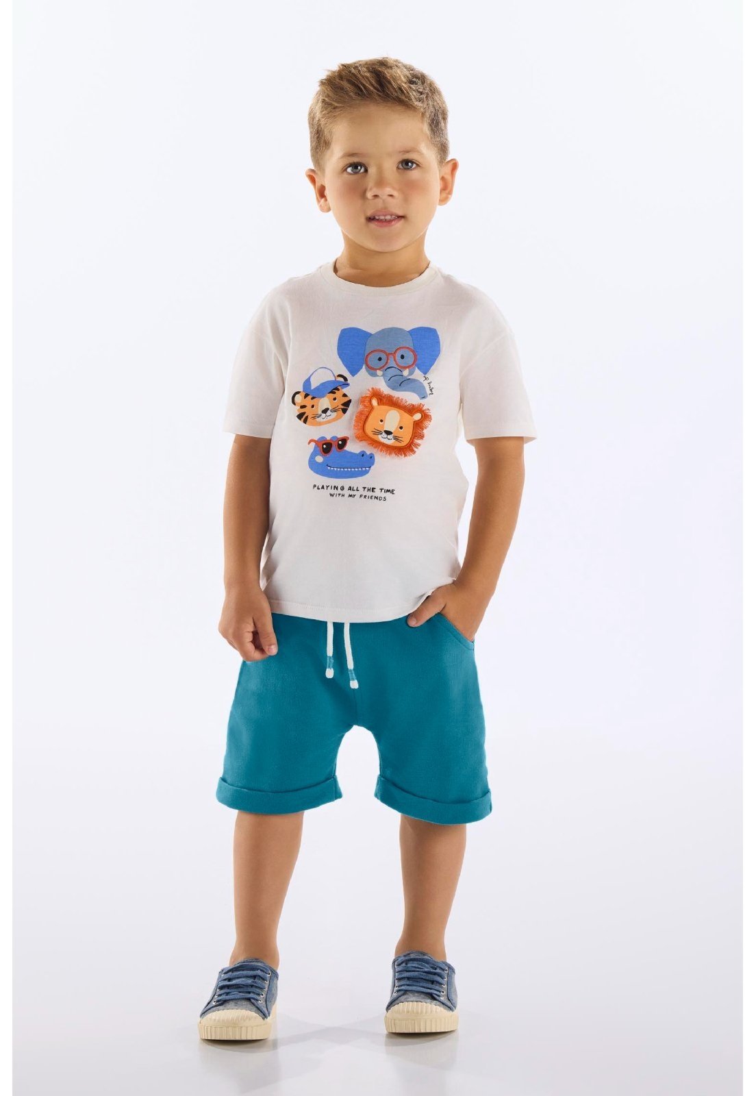 Infantil - Conjunto Camiseta e Bermuda Up Baby Bege
