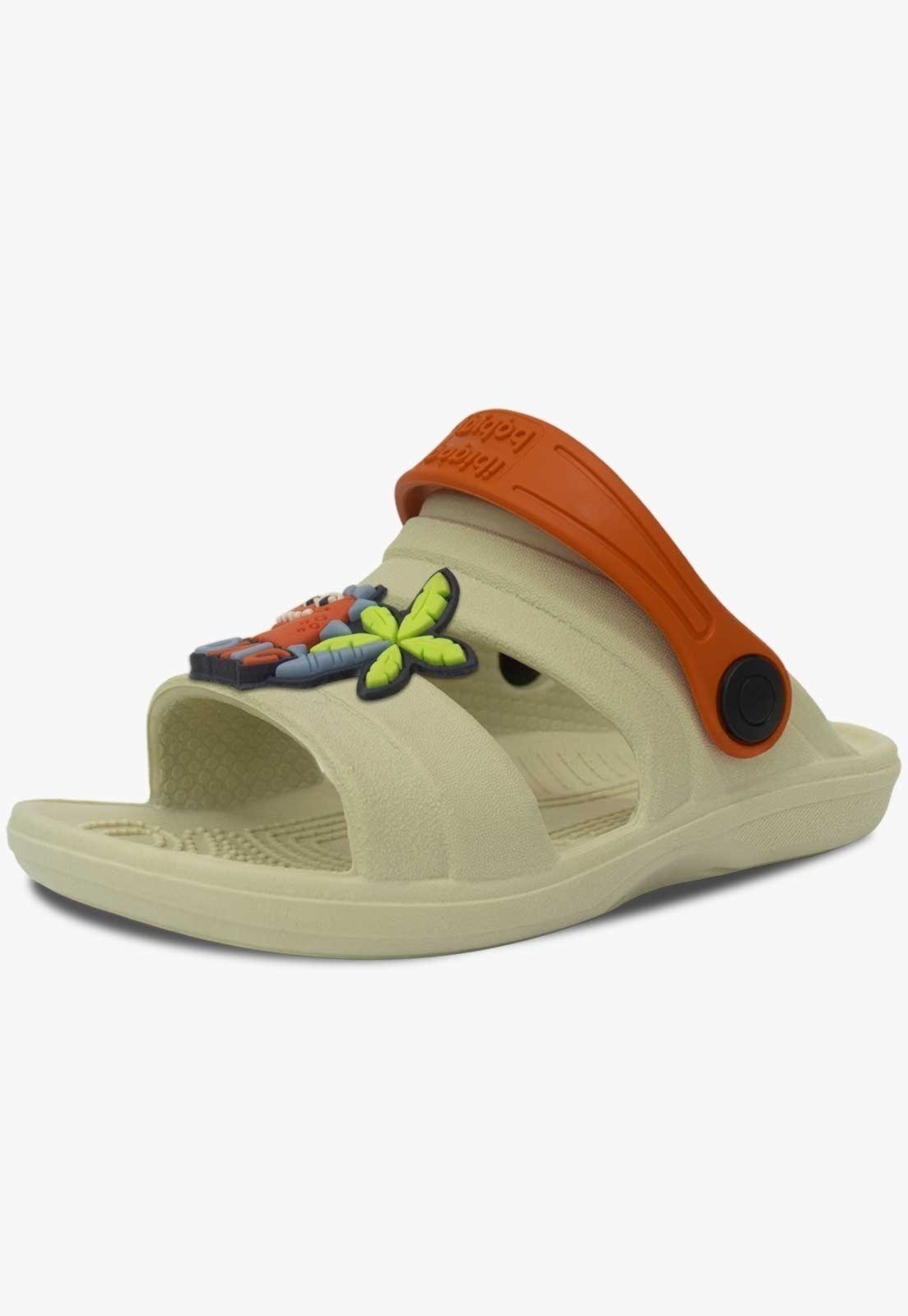 Infantil – Sandalia Papete Masculina Pópidi Menino Babuche Dino Bege