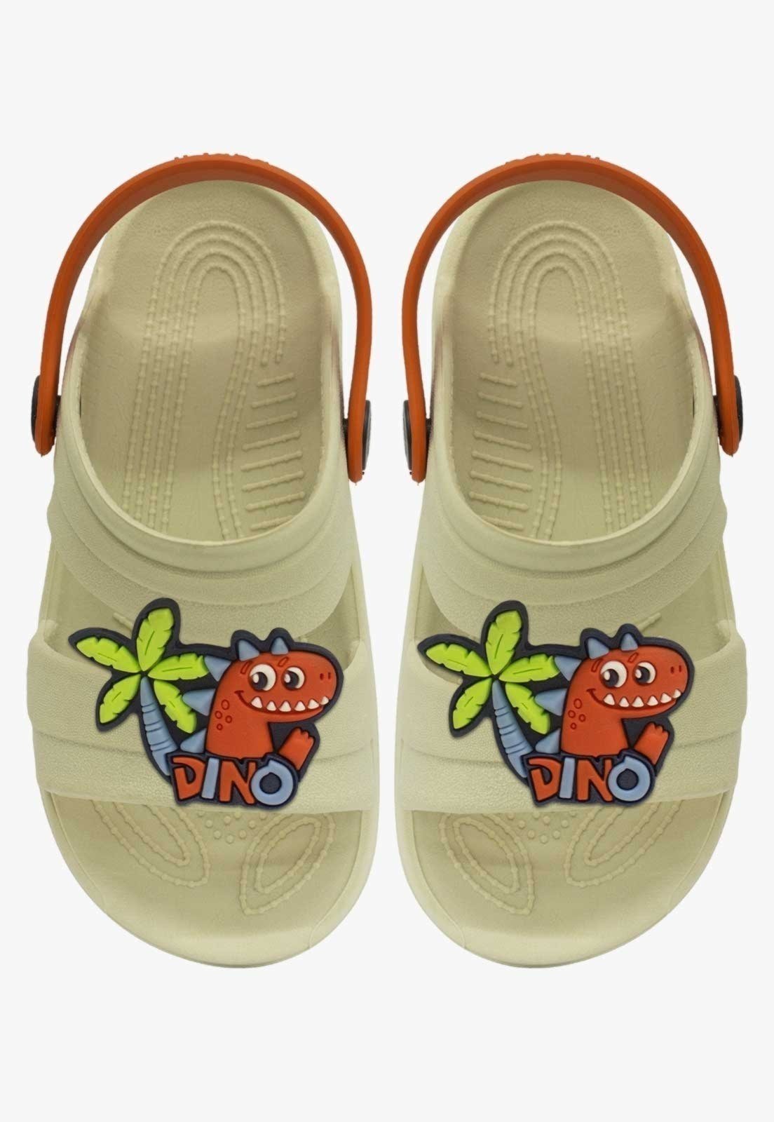 Vista 3 Infantil - Sandalia Papete Masculina Pópidi Menino Babuche Dino Bege preto/vermelho Pópidí preto/vermelho