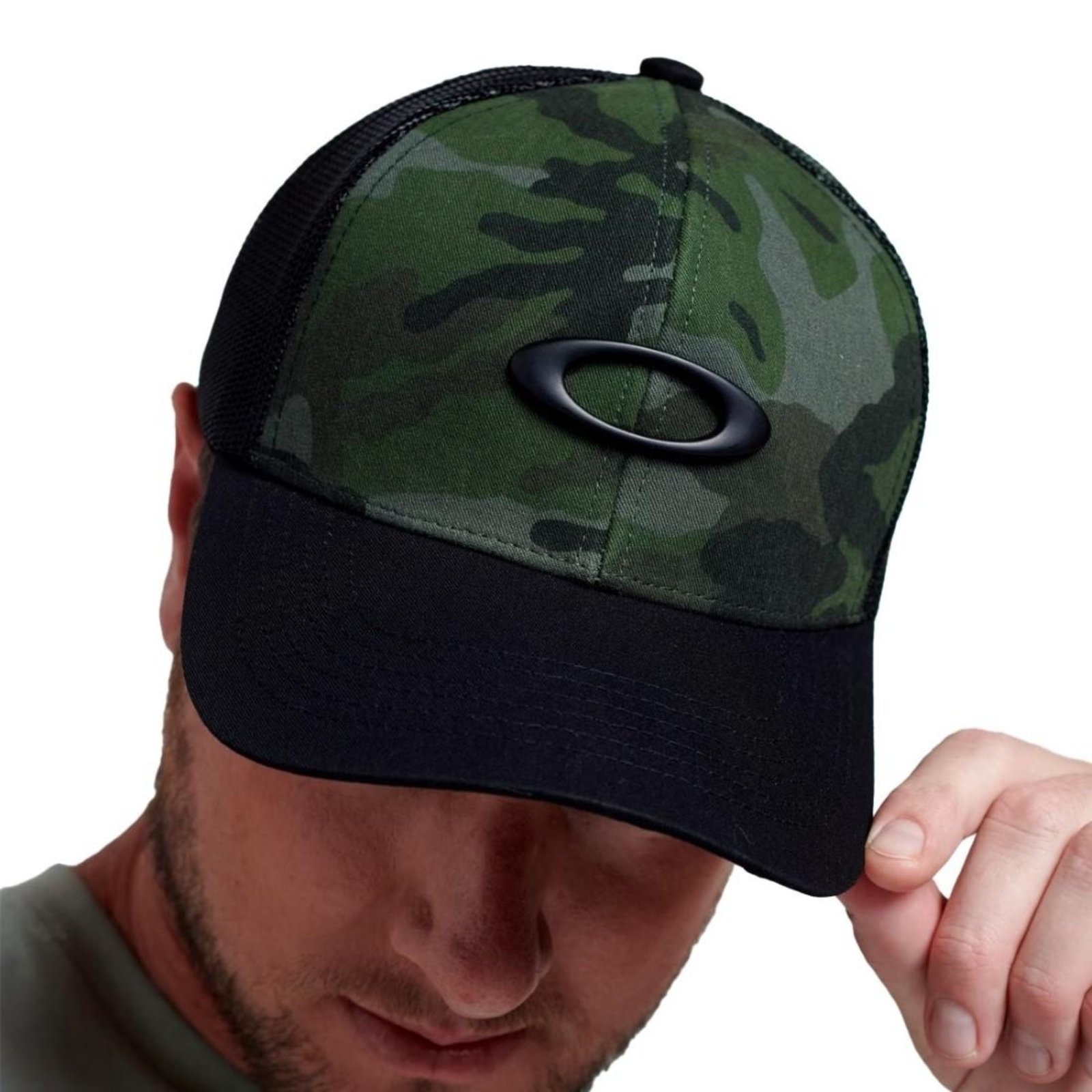 Vista 2 BONÉ OAKLEY METAL ELLIPSE CAMO TRUCKER HAT preto Oakley preto