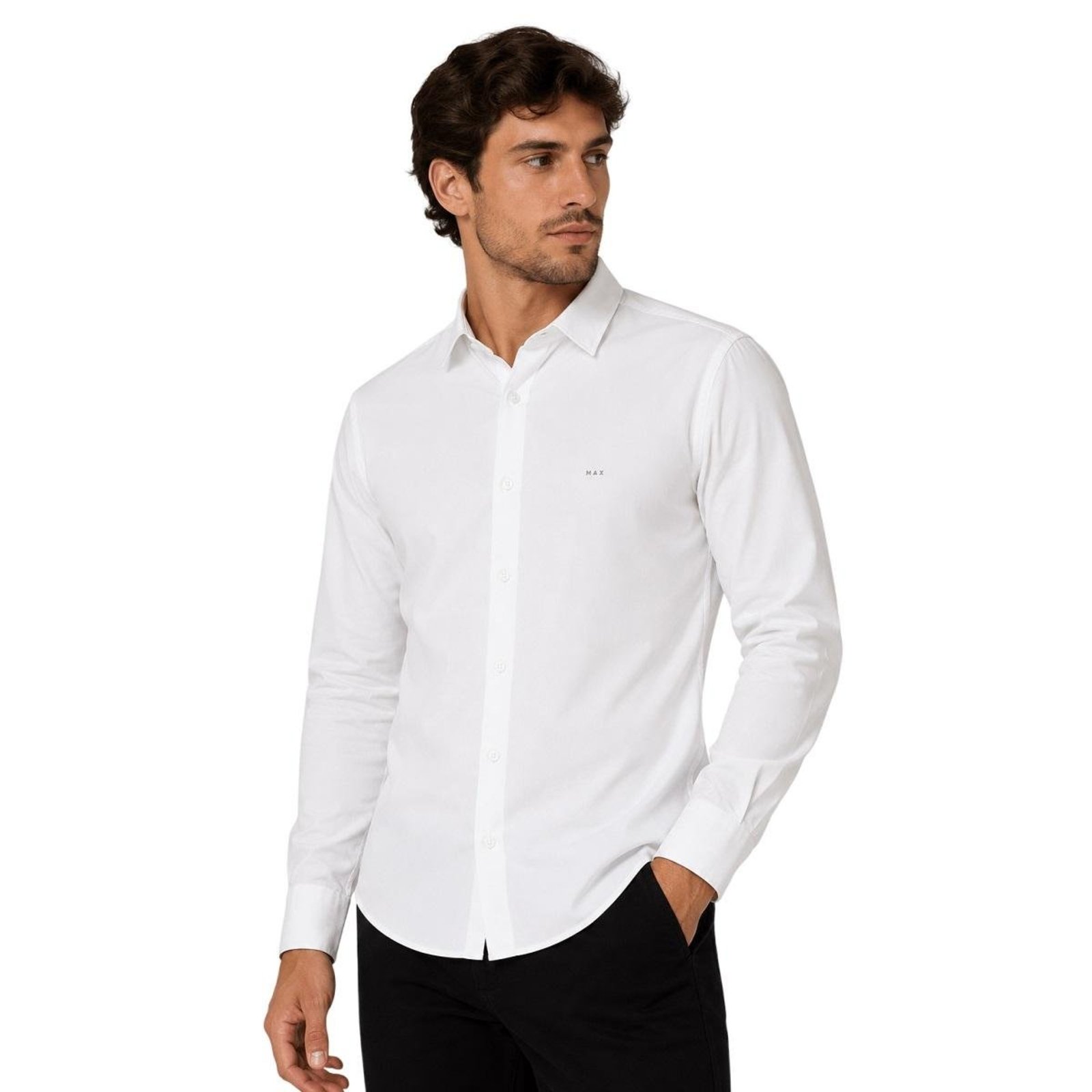 Camisa Manga Longa Slim Masculina Max Denim 12347 Branca