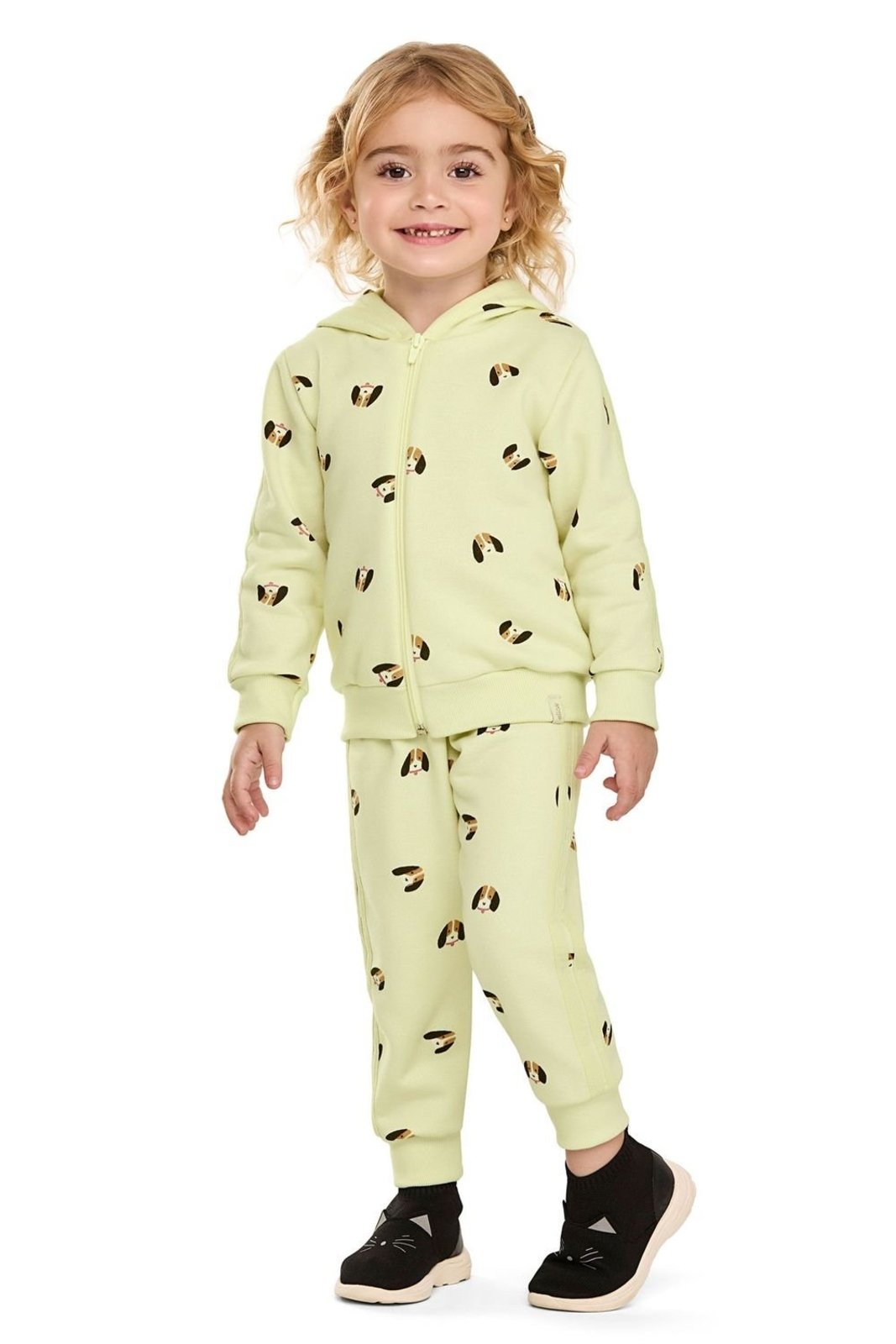 Infantil - Conjunto Menina Moletom Cachorrinhos Elian Verde