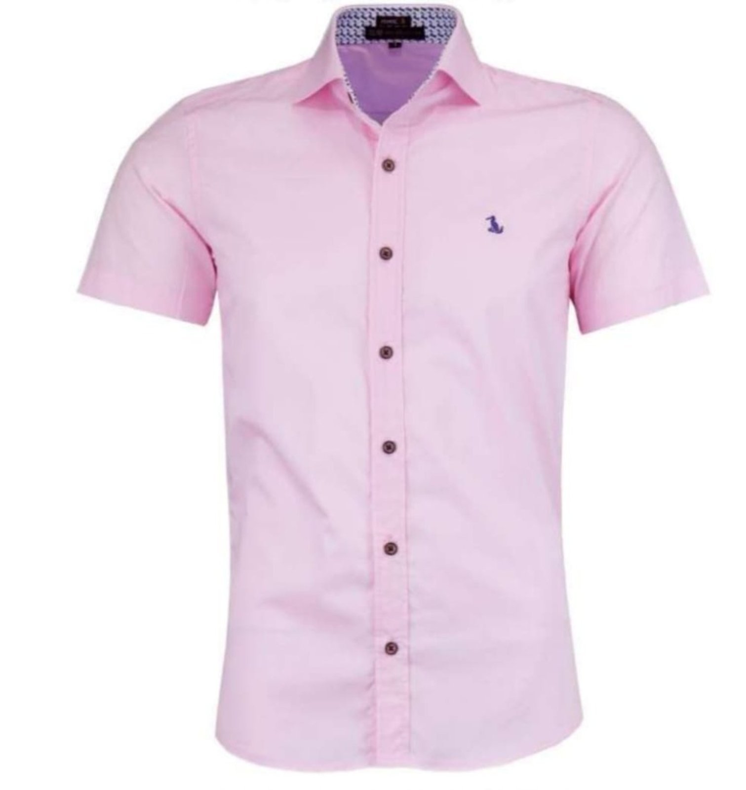 Camisa Social Amil Slim Thor Algodão Manga Curta Luxo Rosa