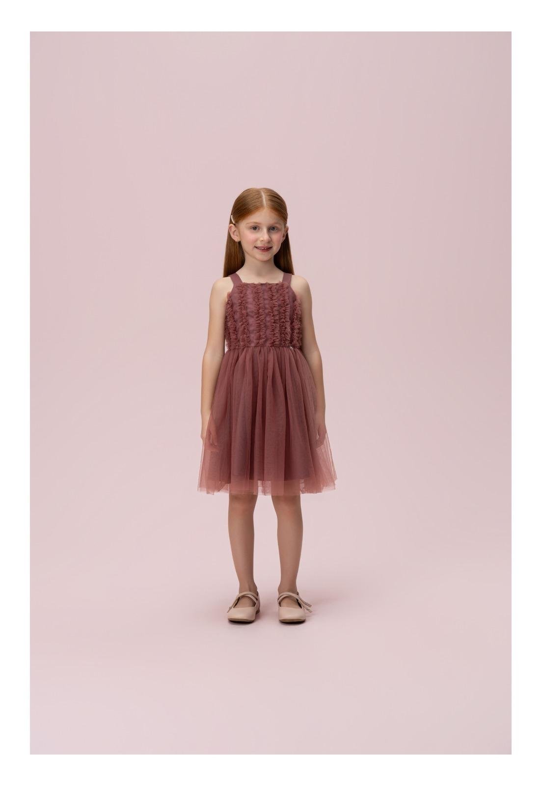 Infantil - Vestido Festa Marrom Tule Petit Cherie 12 Marrom