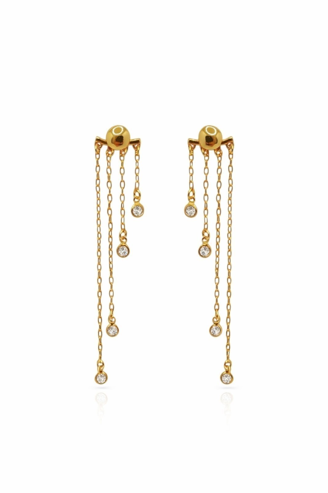 Brinco Franja e Zircônias Banhado a Ouro 18k