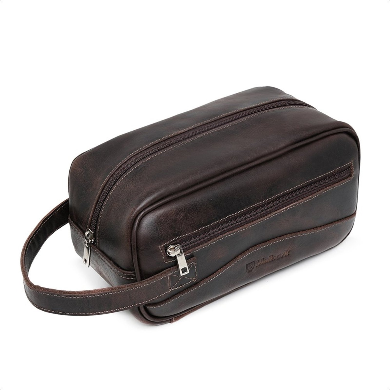 Necessaire Organizadora Malbork em Couro Legítimo Café N1_M