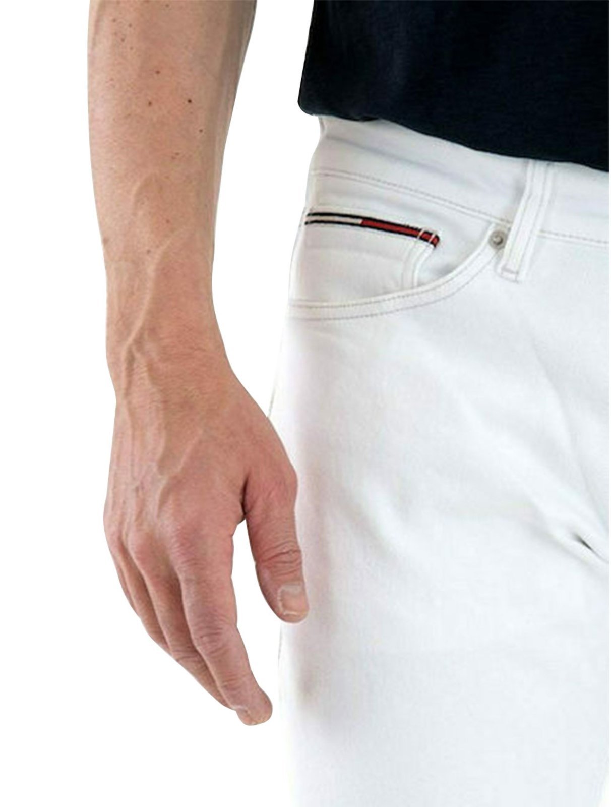 Vista 3 Calça Tommy Jeans Masculina Slim Scanton Branca branco Tommy Jeans branco