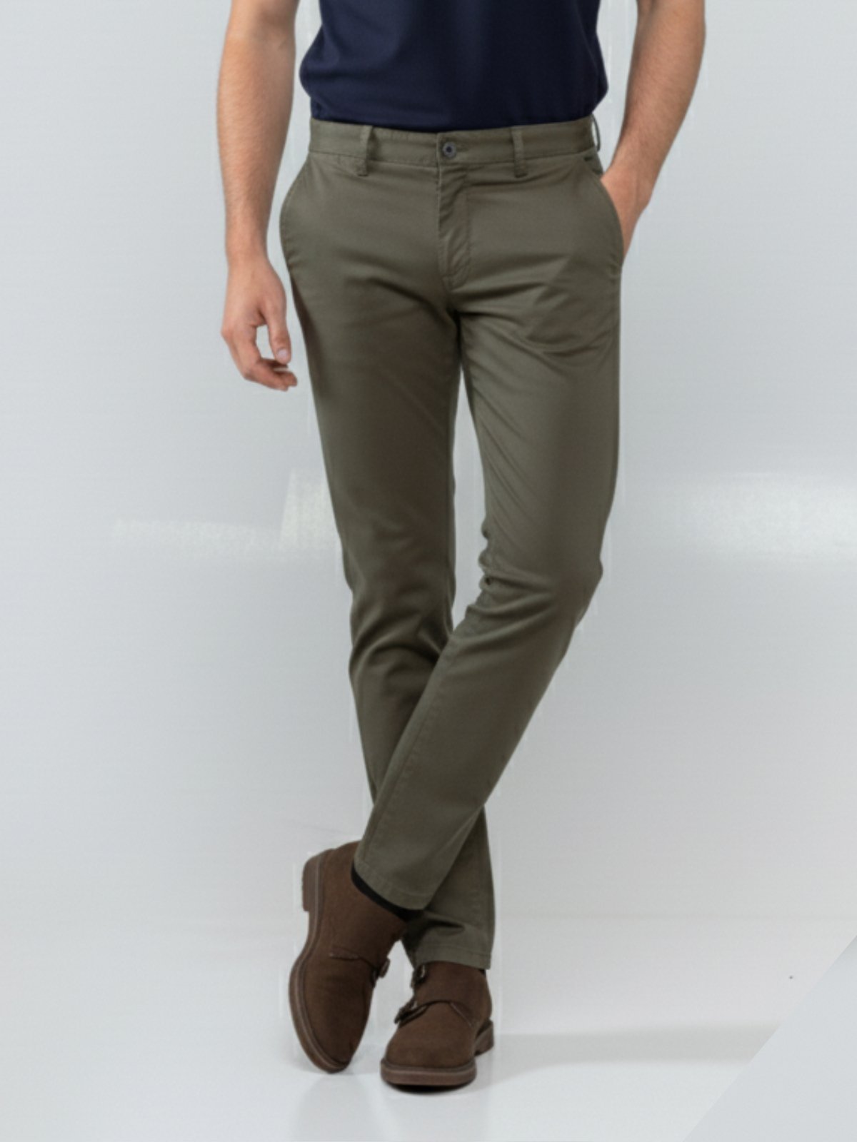 Calça Sarja Masculina Tempo Hábil Verde Militar Confortável para o Dia a Dia