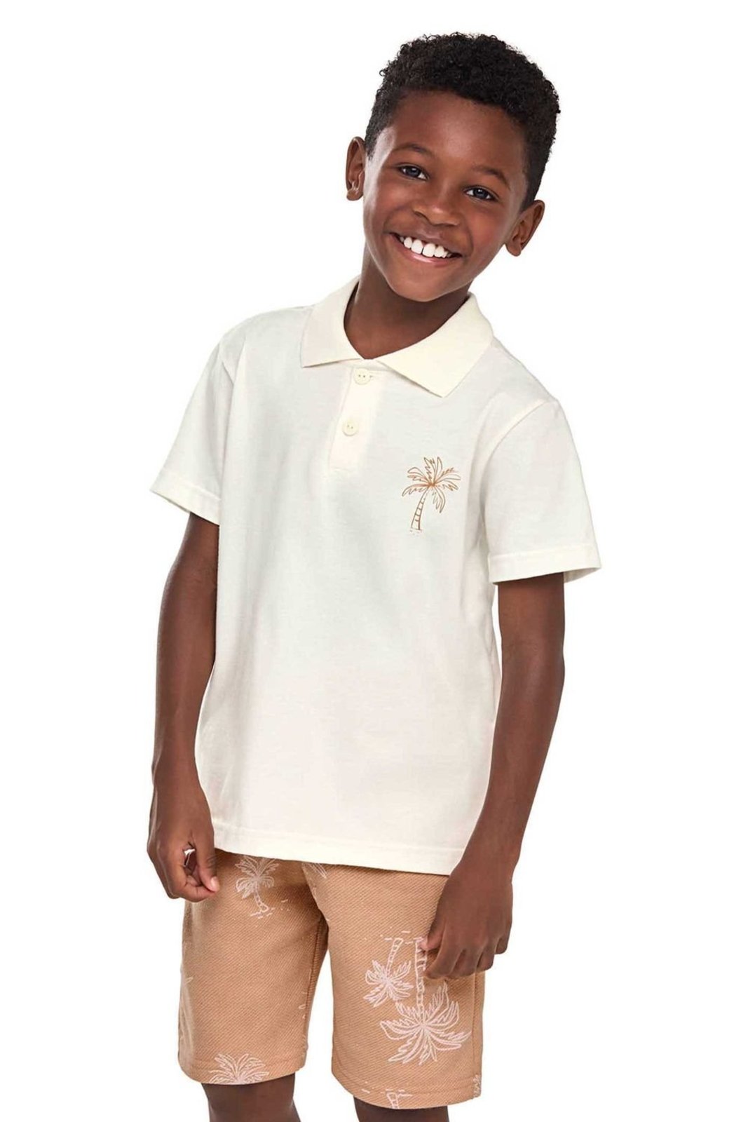 Infantil - Conjunto Polo Menino Coqueiros Elian Bege