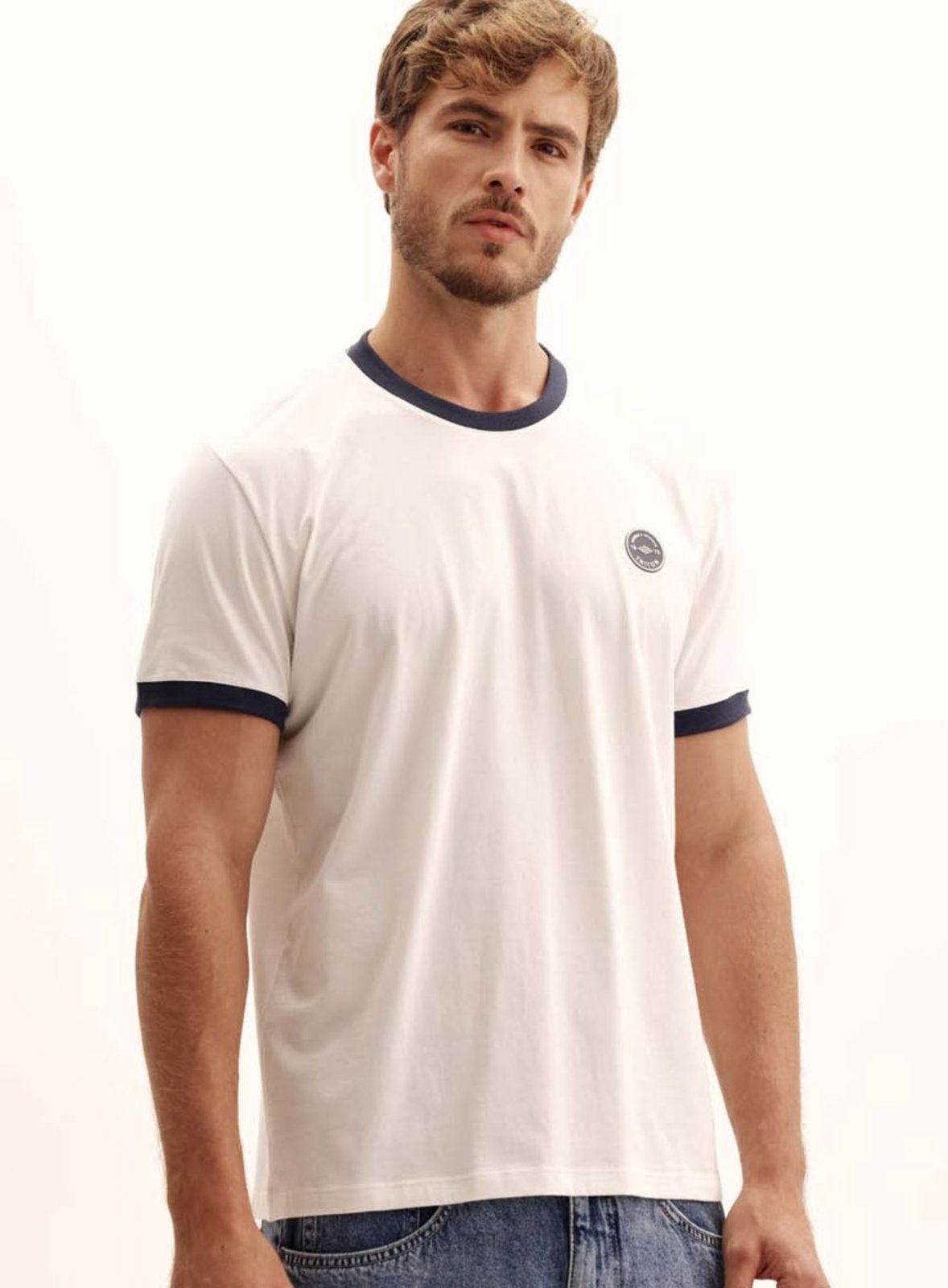 Camiseta Masculina New com Contraste Triton Off Shell