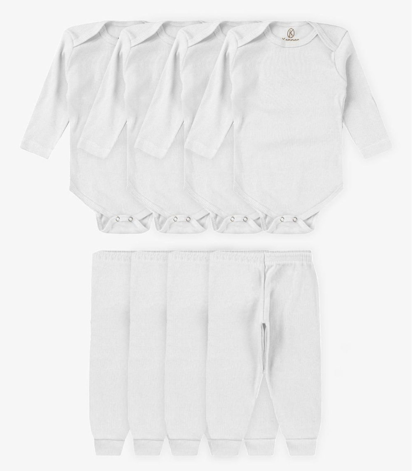 Infantil - Kit 4 Body Canelado 2 Peças Kappes Branco
