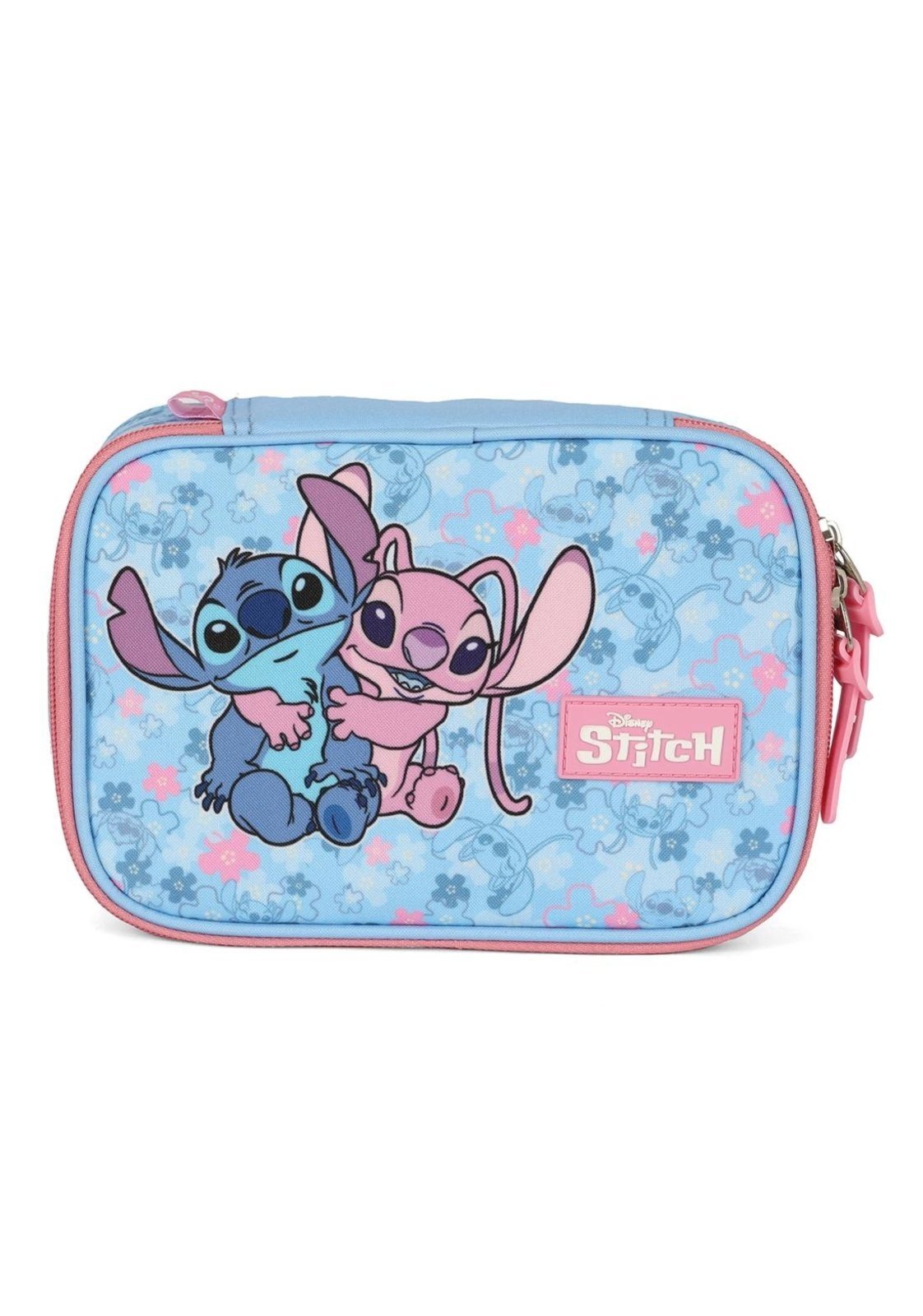 Vista 2 Infantil - Estojo Box Juvenil Médio 100 pens Stitch e Angel Disney Luxcel rosa Luxcel rosa