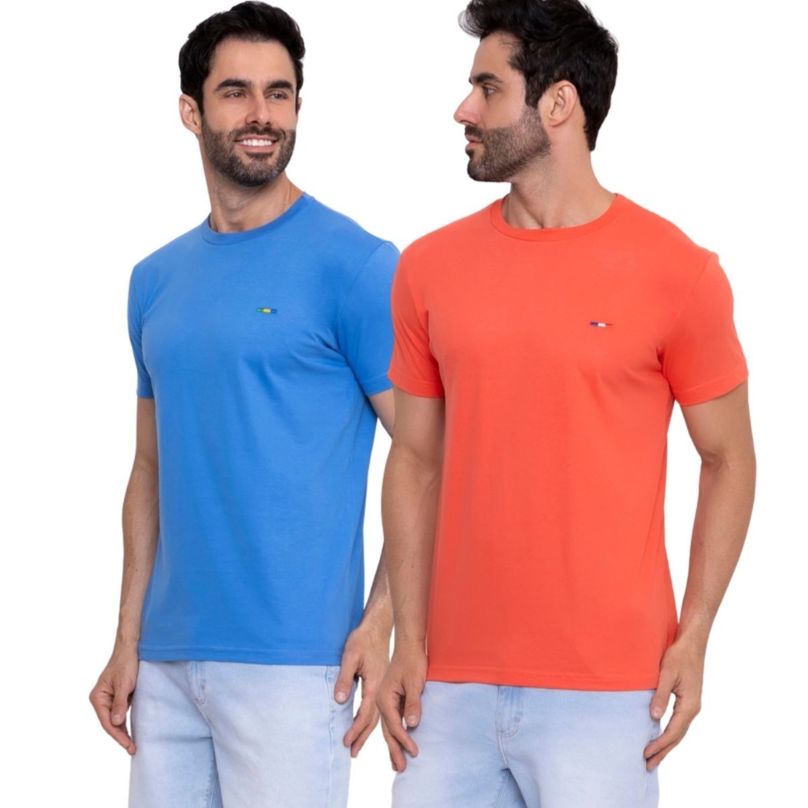 Kit 2 Camisetas Premium Azul Royal e Laranja