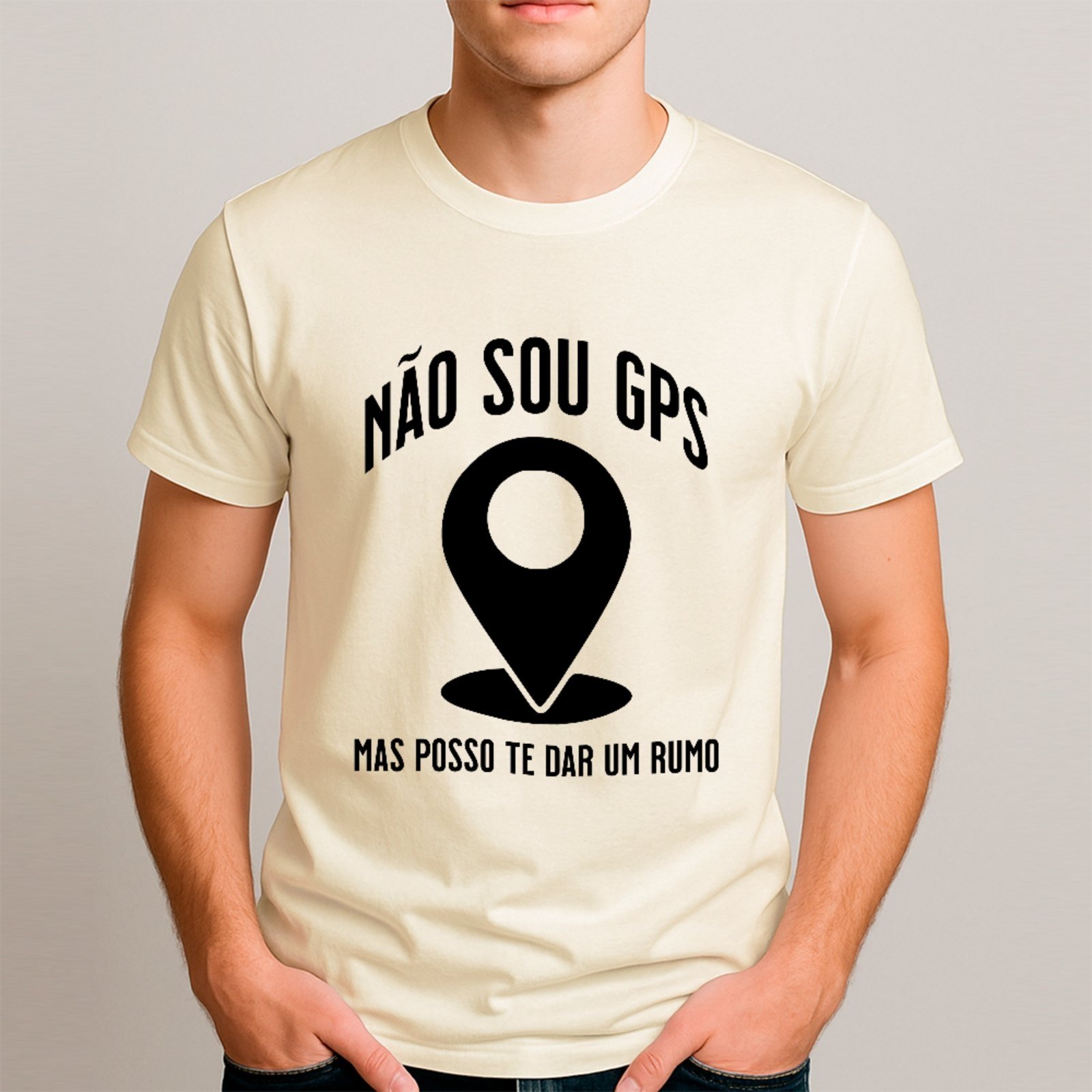 Vista 3 Camiseta Ousy Básica Humor De Carnaval Não Sou GPS Frase Divertida Unissex Off White off-white white ousy off-white white