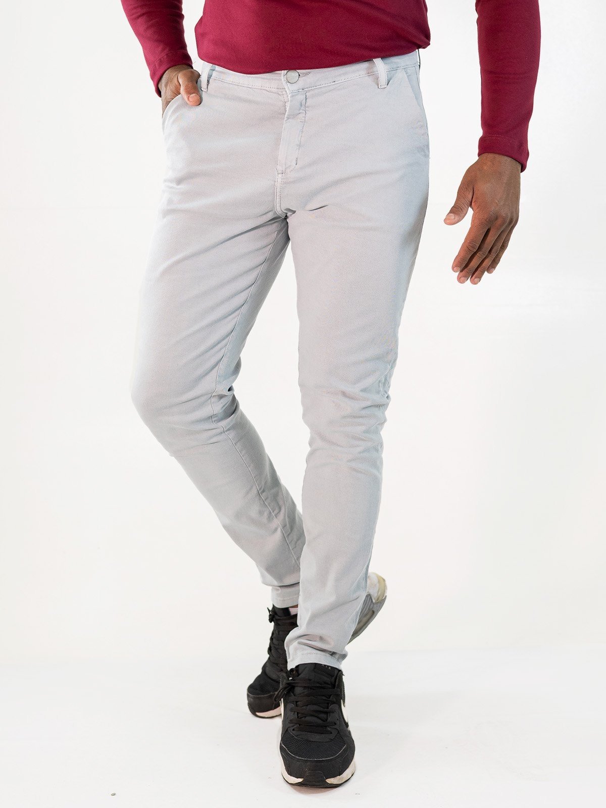 Calça Masculina Skinny Sarja Clássica Tons Neutros Anticorpus