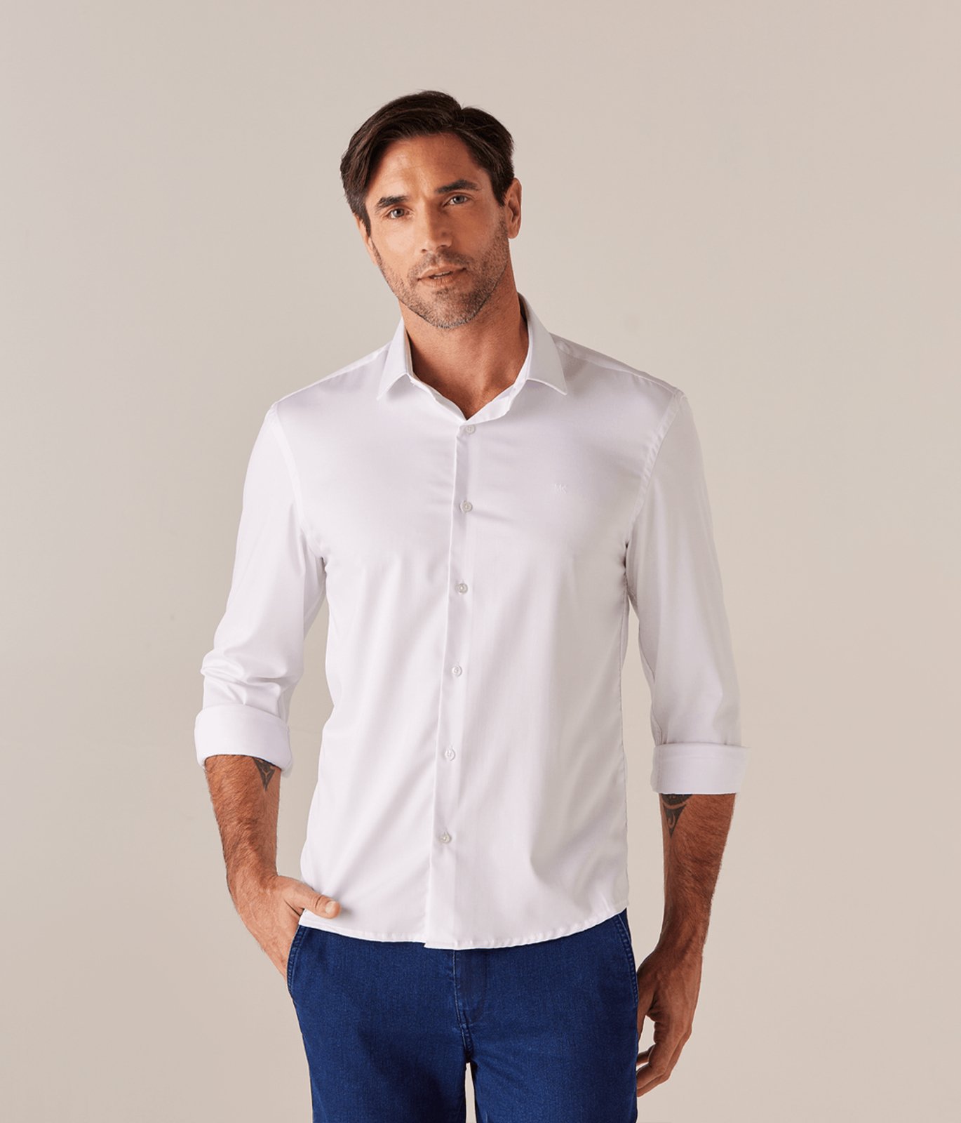 Camisa Bamboo Lisa Masculina Branca