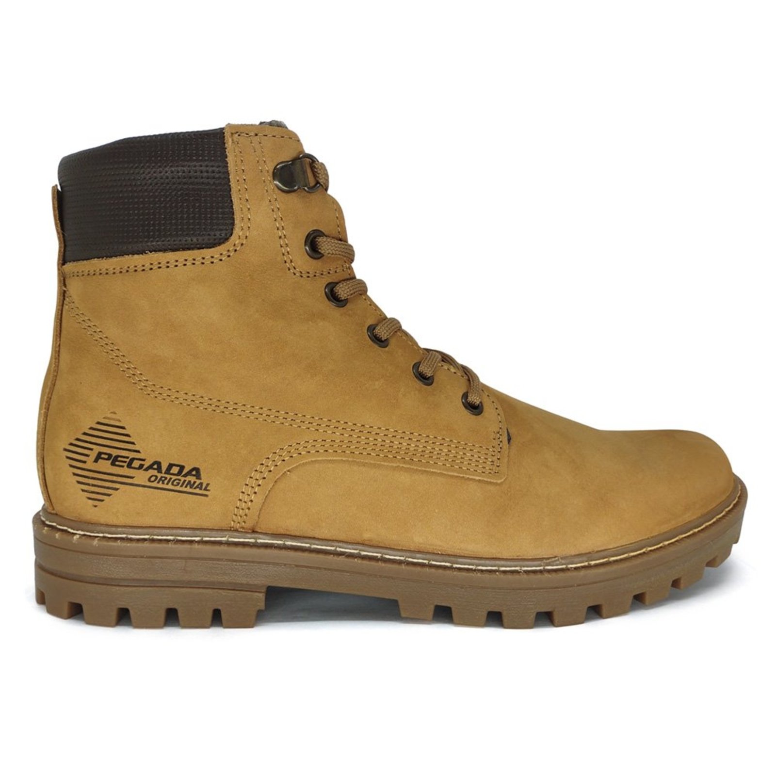 Bota Masculina Couro Pegada Cano Curto Caramelo com Zíper Caramelo