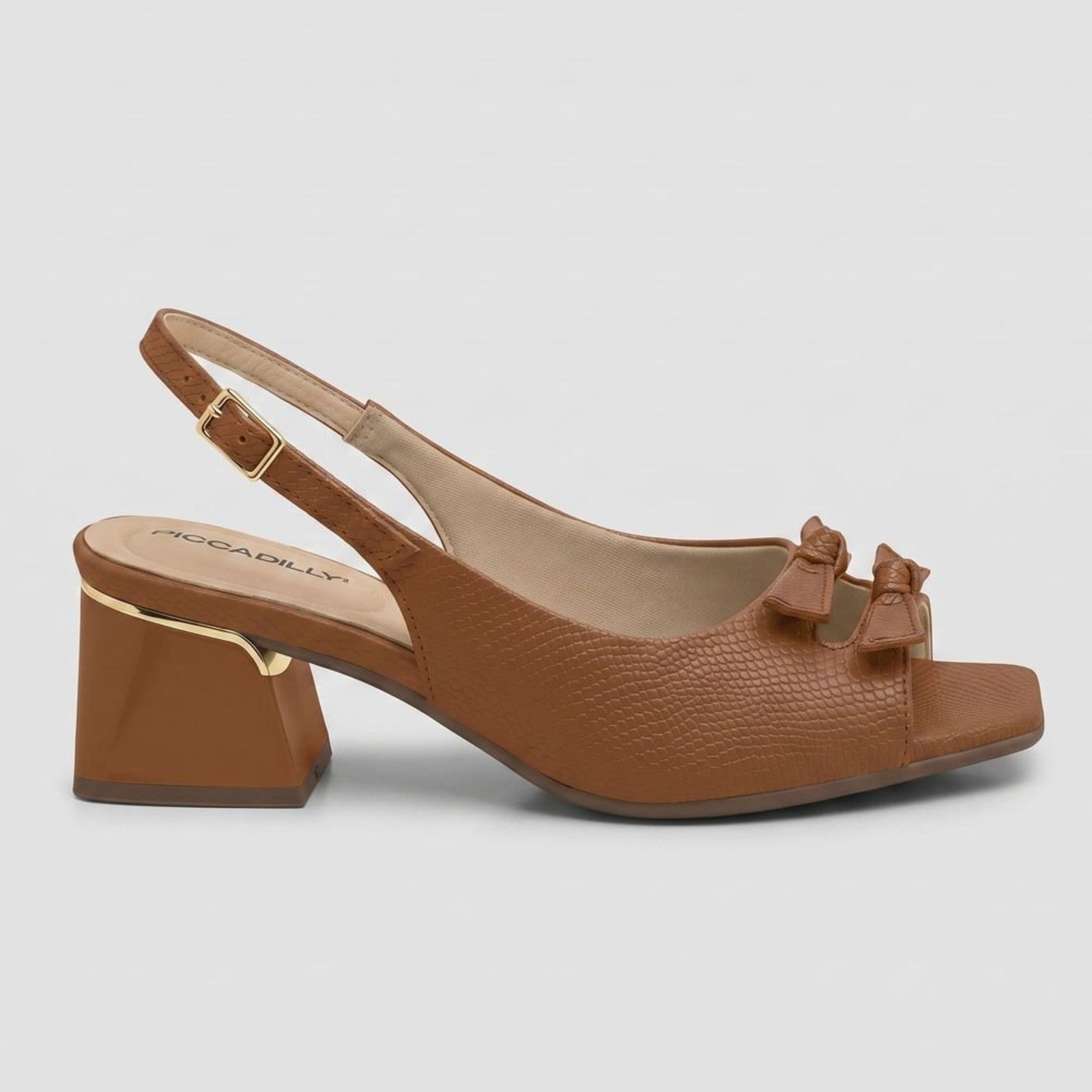 Slingback Peep Toe Renee Salto Médio Ocre