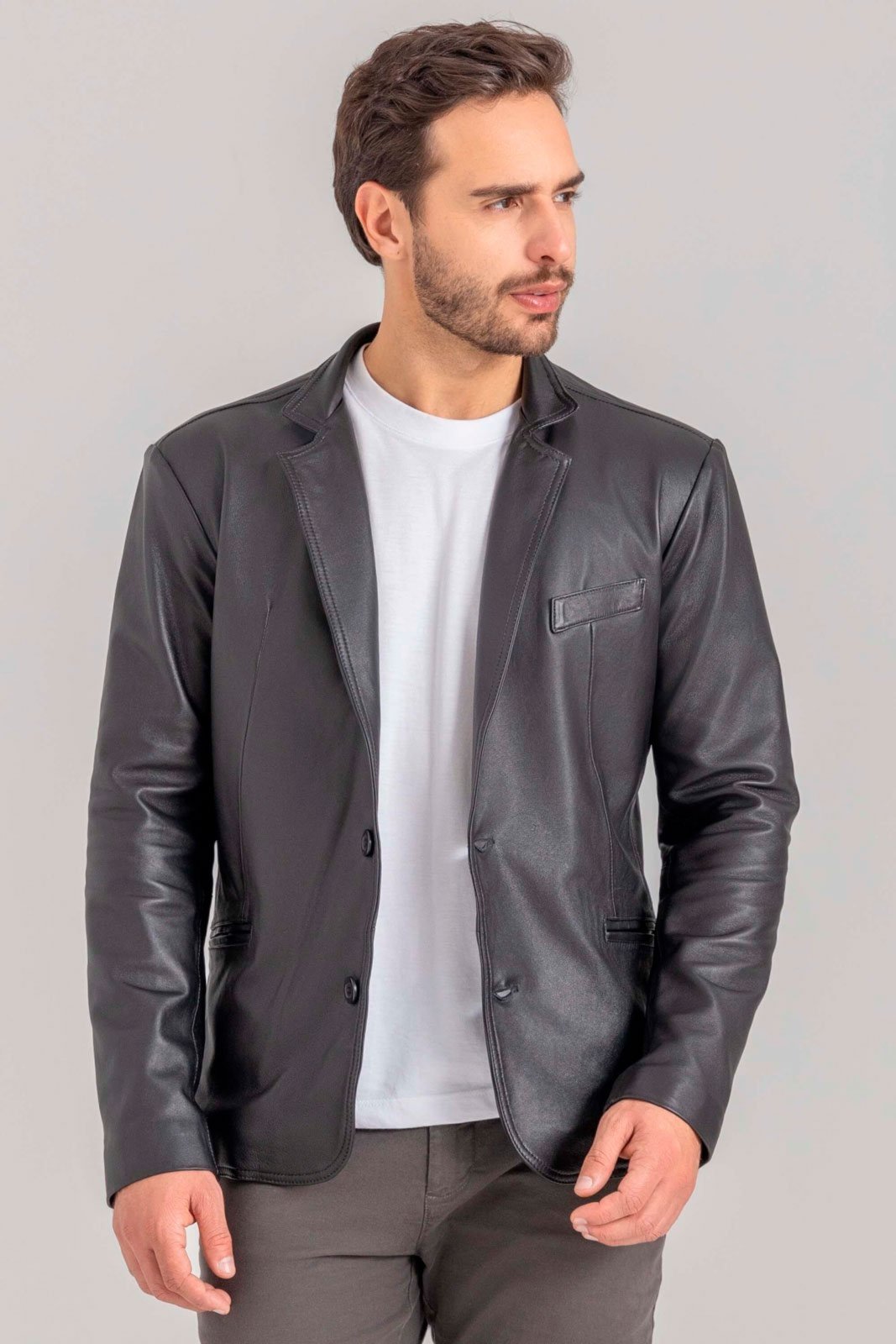 Blazer JVL em Couro Preto